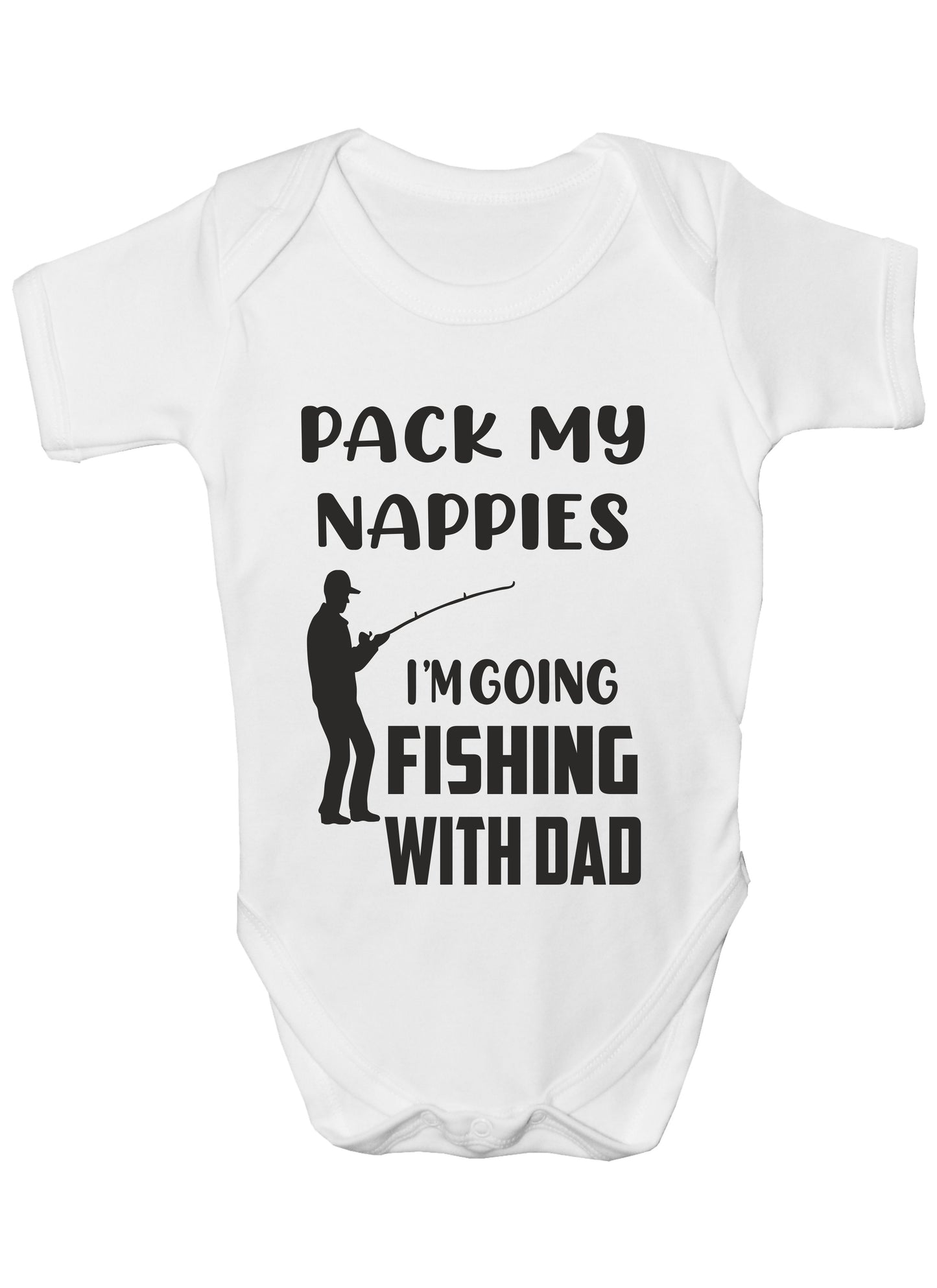Going Fishing With Daddy Funny Short Sleeve Babygrow Baby Vest Romper Bodysuit