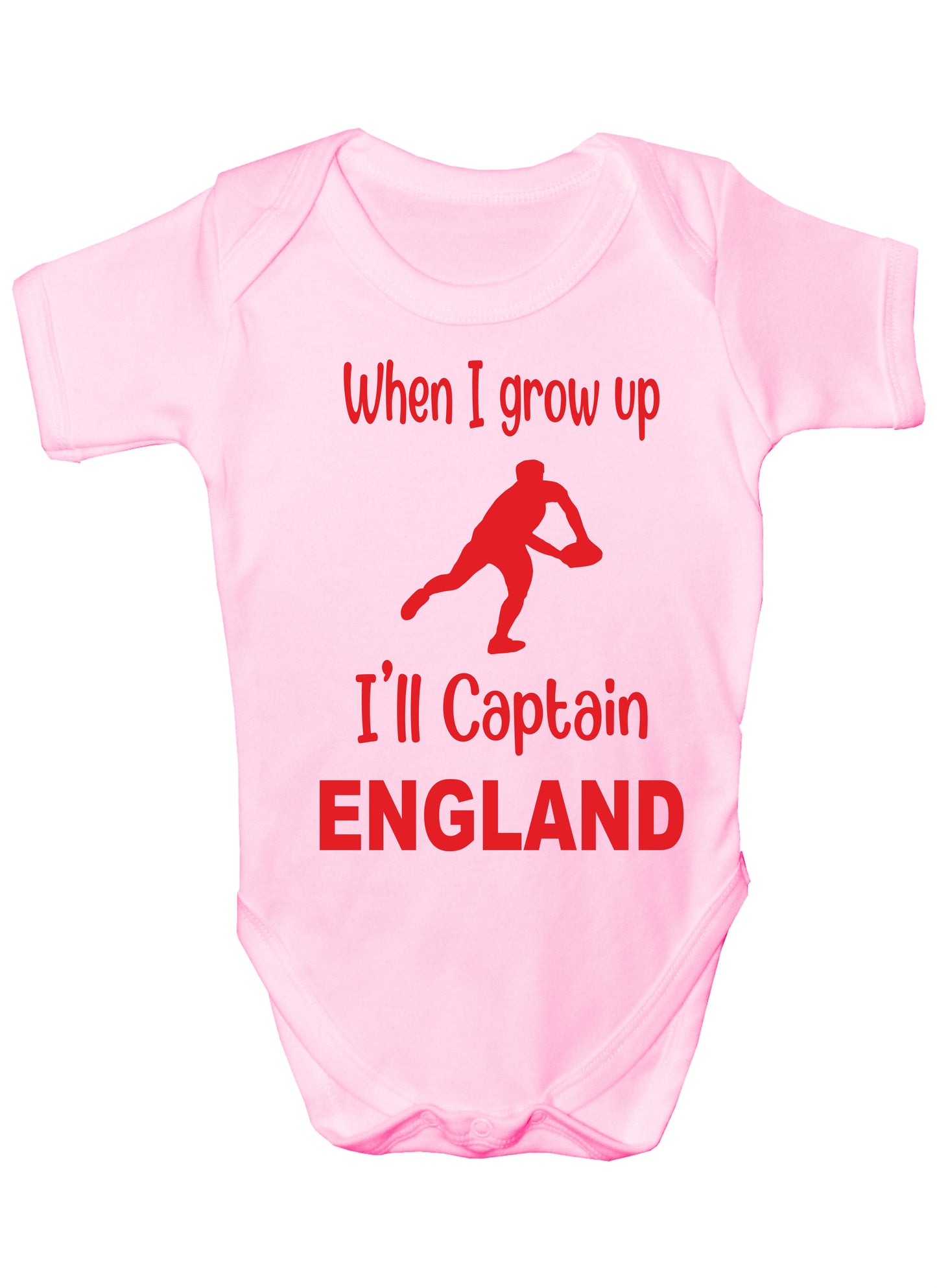 When Grow Up Captain England Funny Babygrow English Rugby Bodysuit Baby Gift