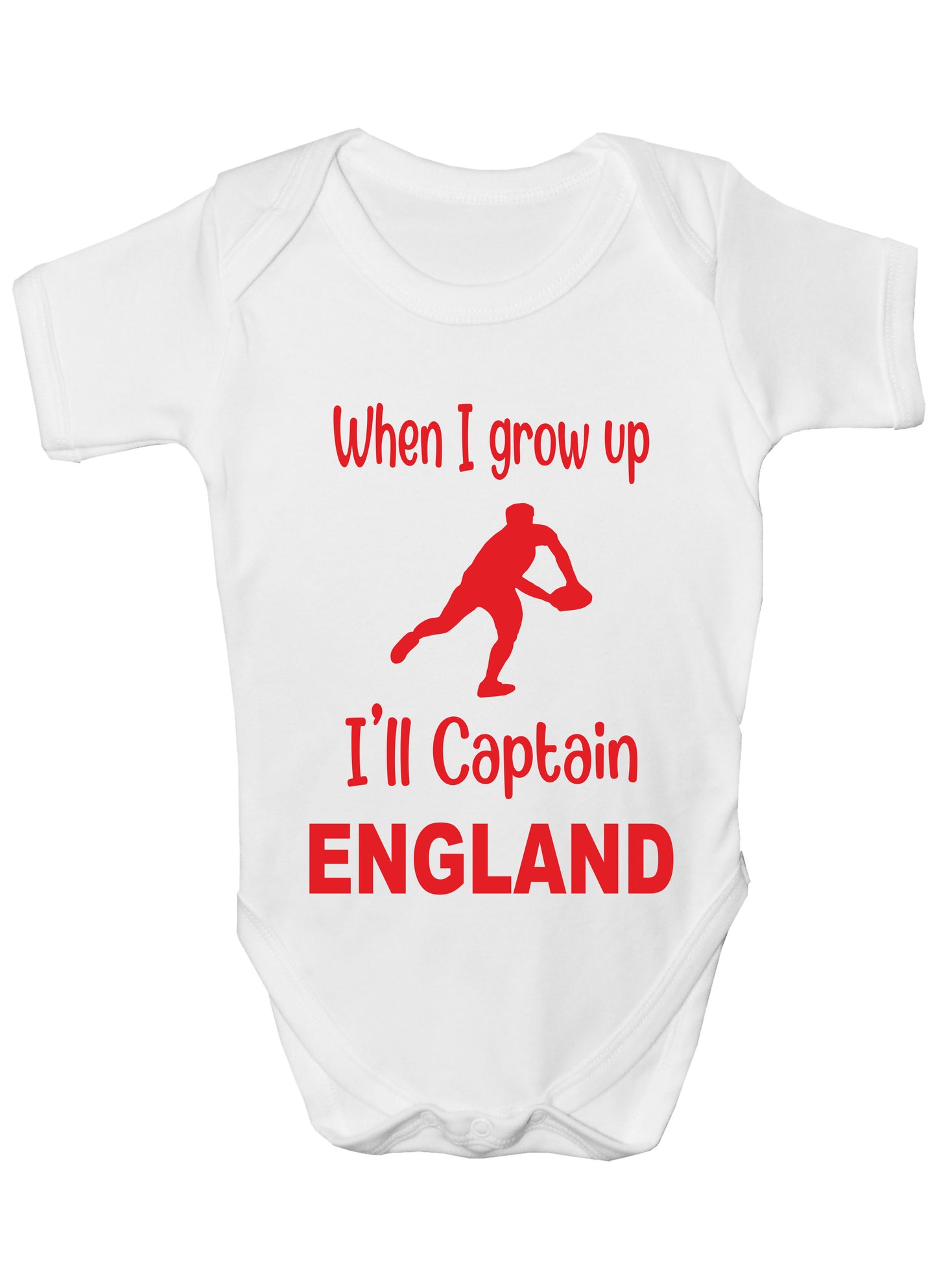 When Grow Up Captain England Funny Babygrow English Rugby Bodysuit Baby Gift