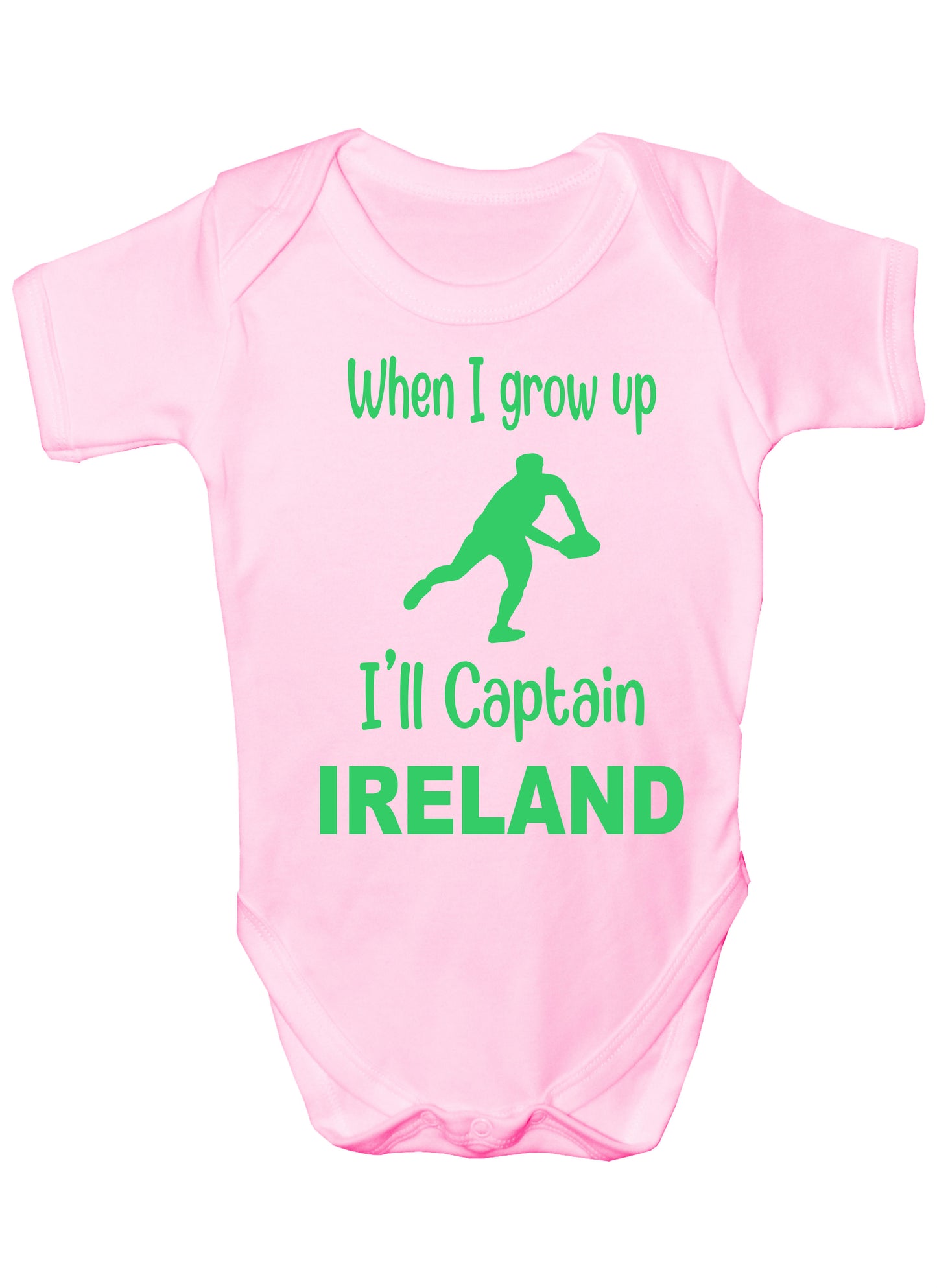 When Grow Up Captain Ireland Funny Babygrow Irish Rugby Bodysuit Baby Gift