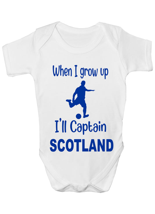 When Grow Up Captain Scotland Funny Babygrow Scottish Football Baby Gift