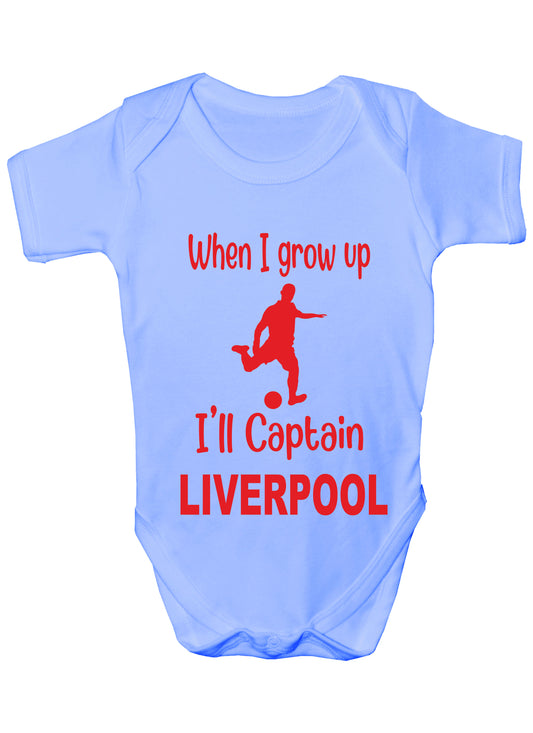 When Grow Up Captain Liverpool Funny Babygrow Football Bodysuit Baby Gift