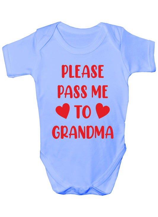 Pass Me To Grandma Funny Babygrow Nan Gran Nanny Bodysuit Baby Gift