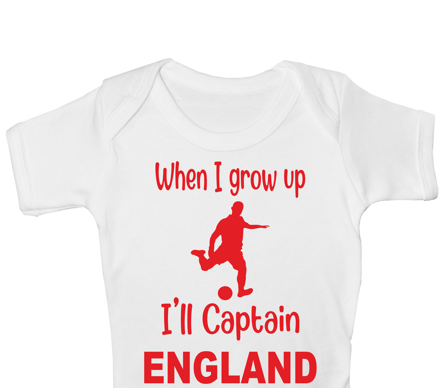When Grow Up Captain England Funny Babygrow English Football Bodysuit Baby Gift