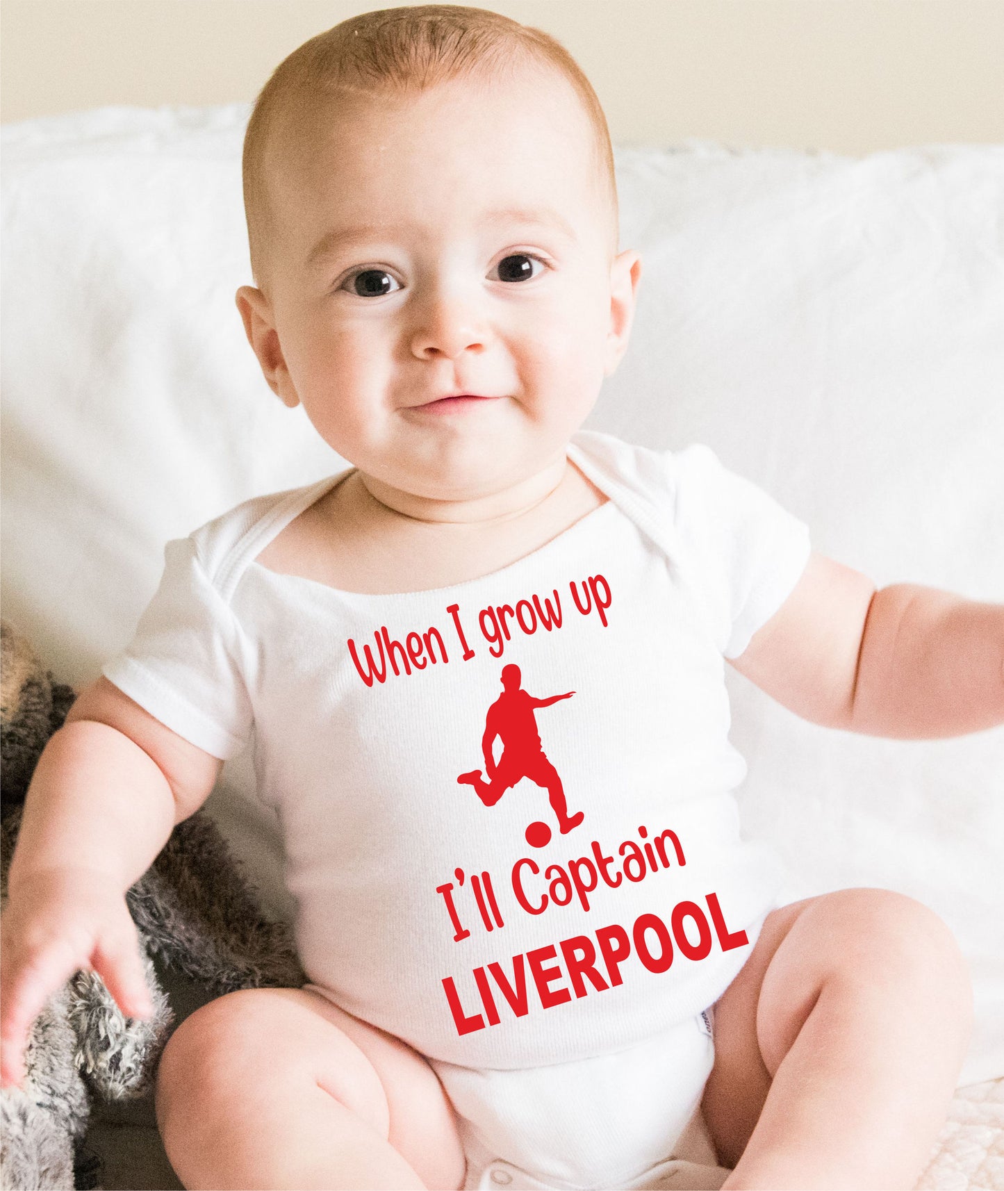 When Grow Up Captain Liverpool Funny Babygrow Football Bodysuit Baby Gift