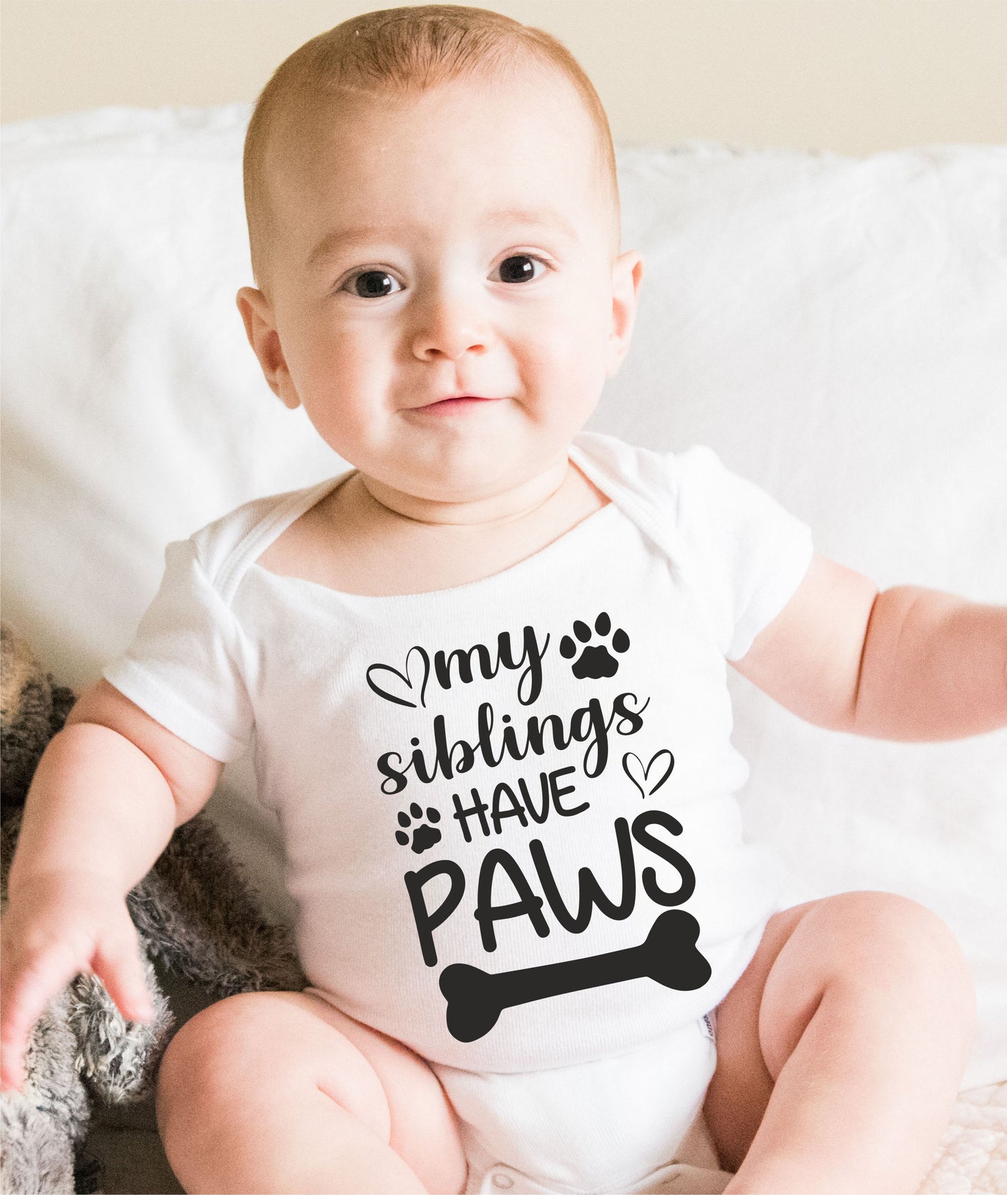 My Siblings Have Paws Funny Babygrow Dog Lover Bodysuit Baby Gift