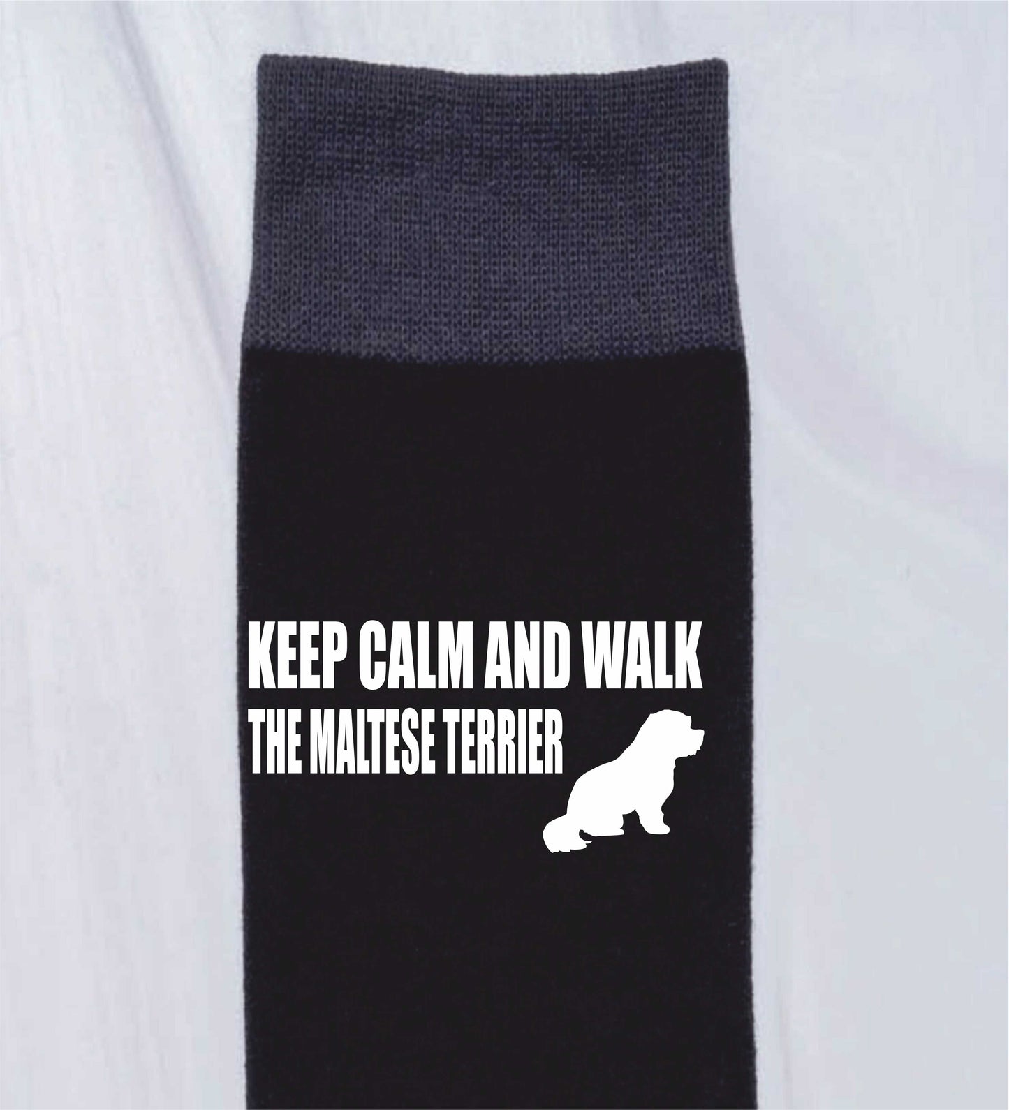 Keep Calm & Walk Maltese Terrier Men's Novelty Socks Black Dog Lovers Gift