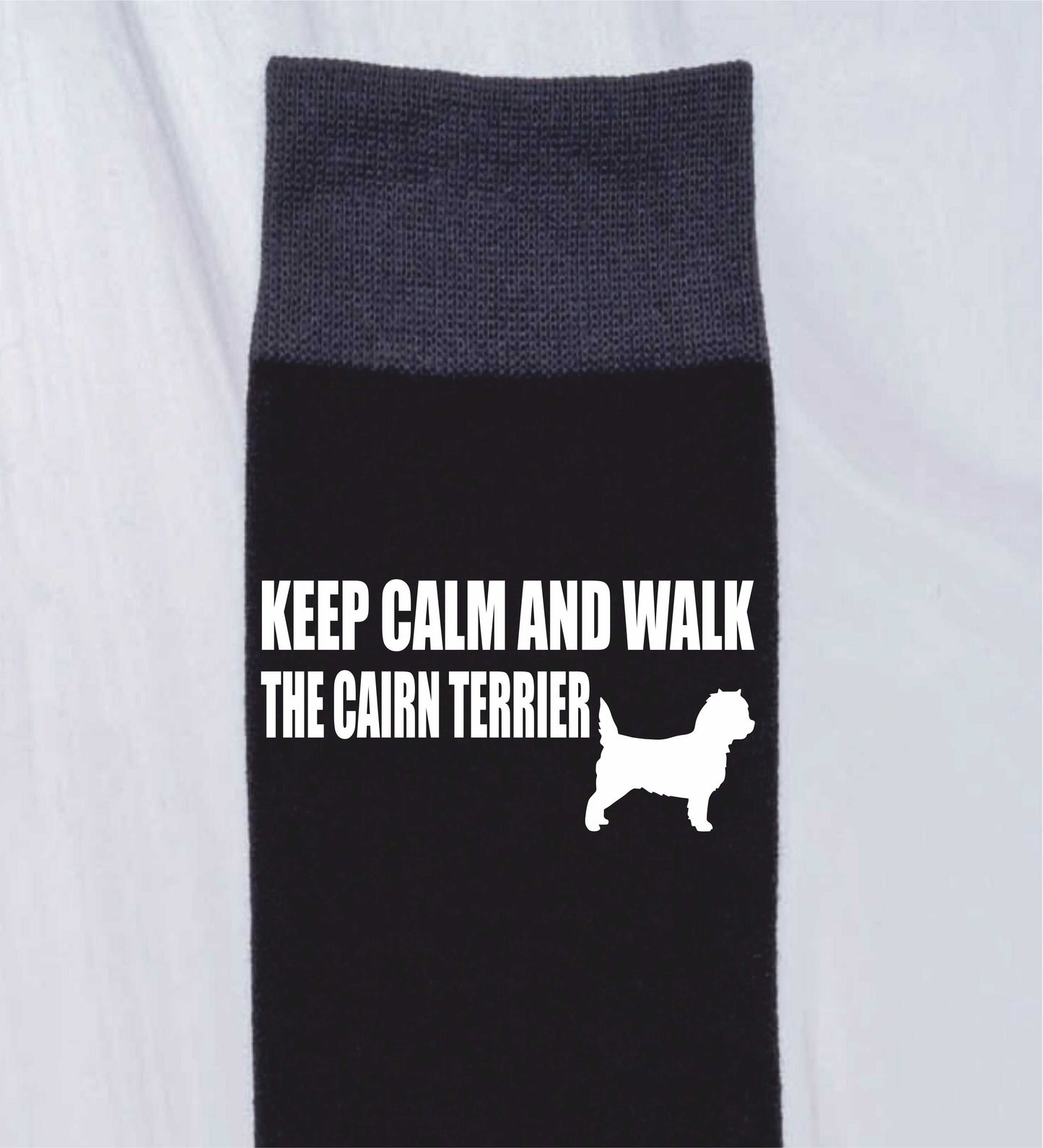 Keep Calm & Walk Cairn Terrier Men's Novelty Socks Black Dog Lovers Gift
