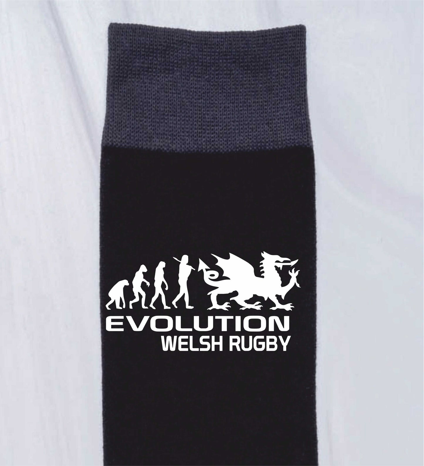 Evolution Of Welsh Rugby Men's Novelty Socks Black Funny Wales Gift for Men