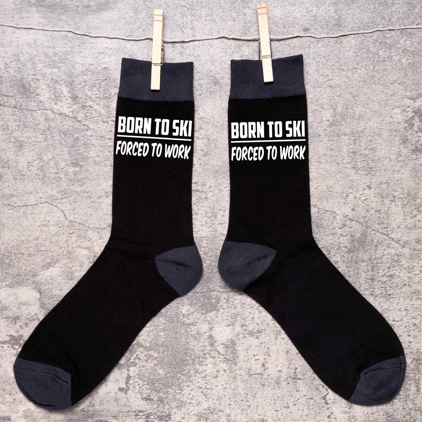 Born To Ski Men's Black Socks Novelty Birthday Skiing Fathers Day Gift