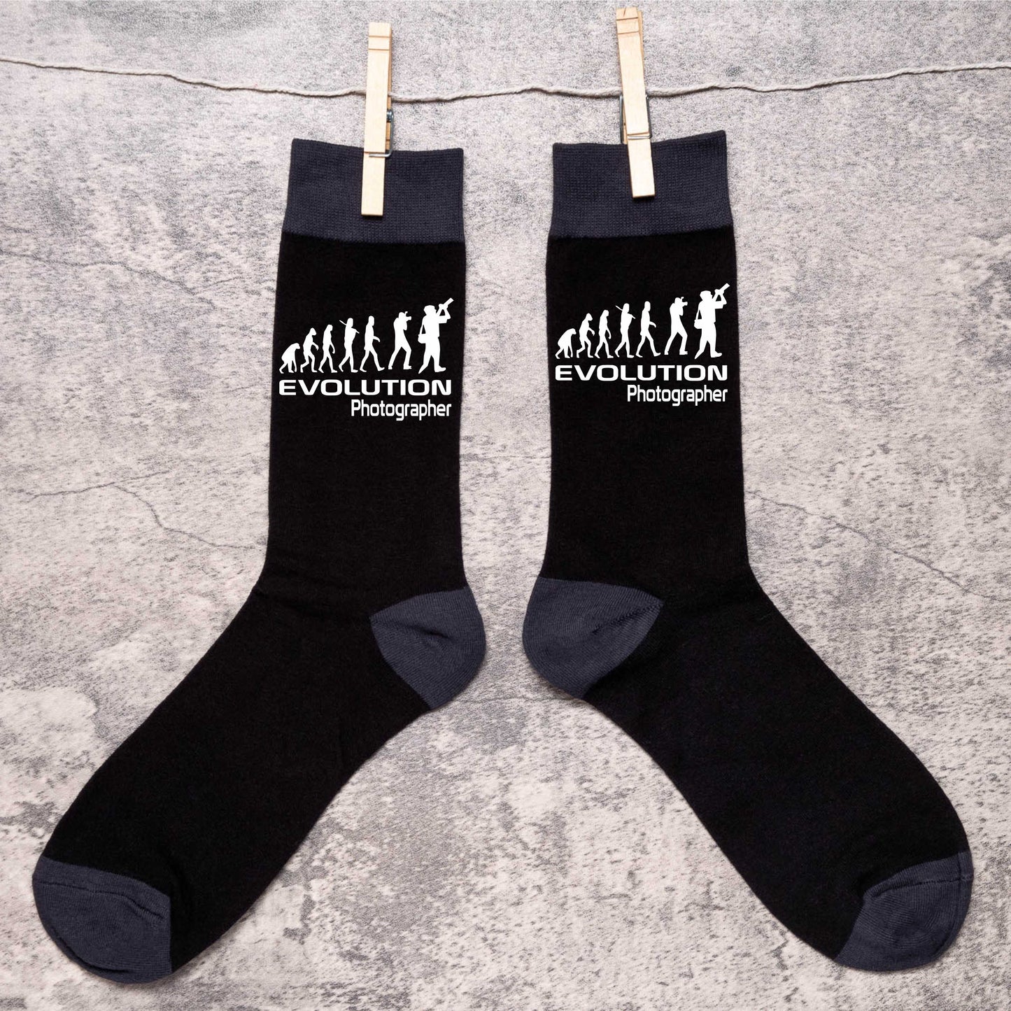Evolution Of A Photographer Funny Men's Black Novelty Socks Birthday Gift