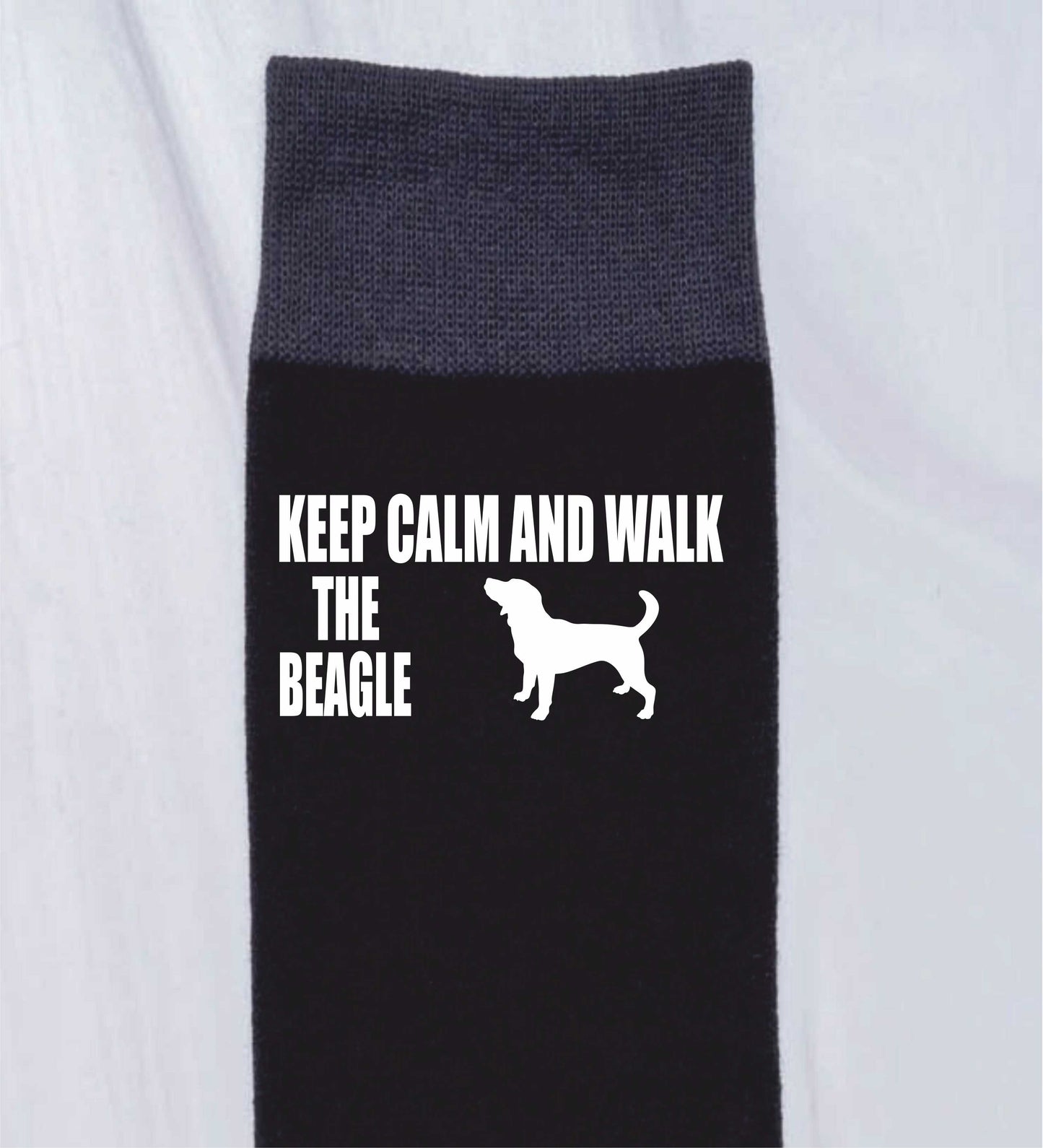 Keep Calm & Walk The Beagle Men's Novelty Socks Black Dog Lovers Gift