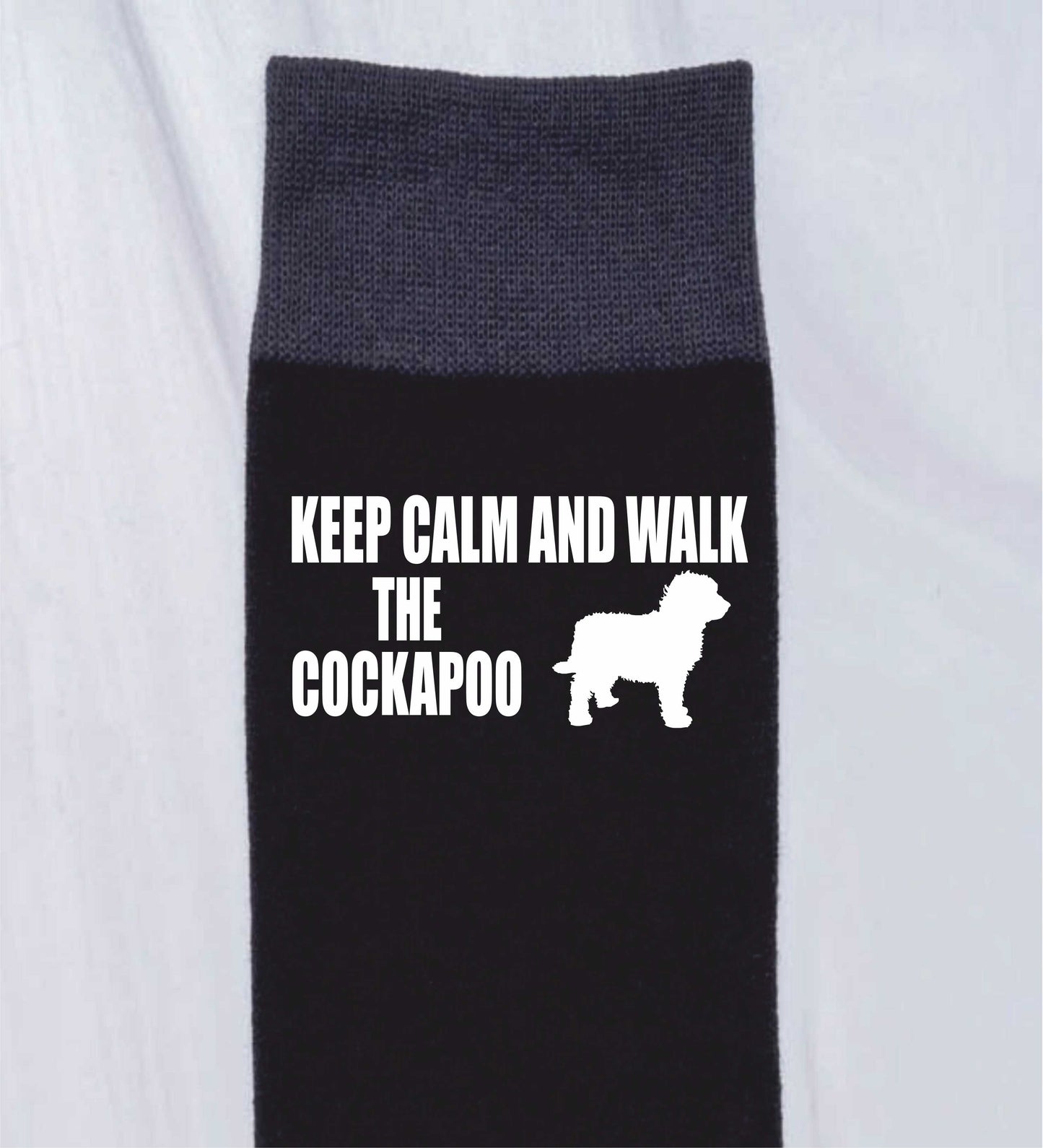 Keep Calm & Walk The Cockapoo Men's Novelty Socks Black Dog Lovers Gift