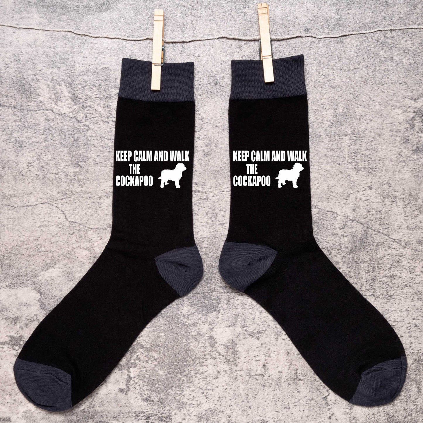 Keep Calm & Walk The Cockapoo Men's Novelty Socks Black Dog Lovers Gift