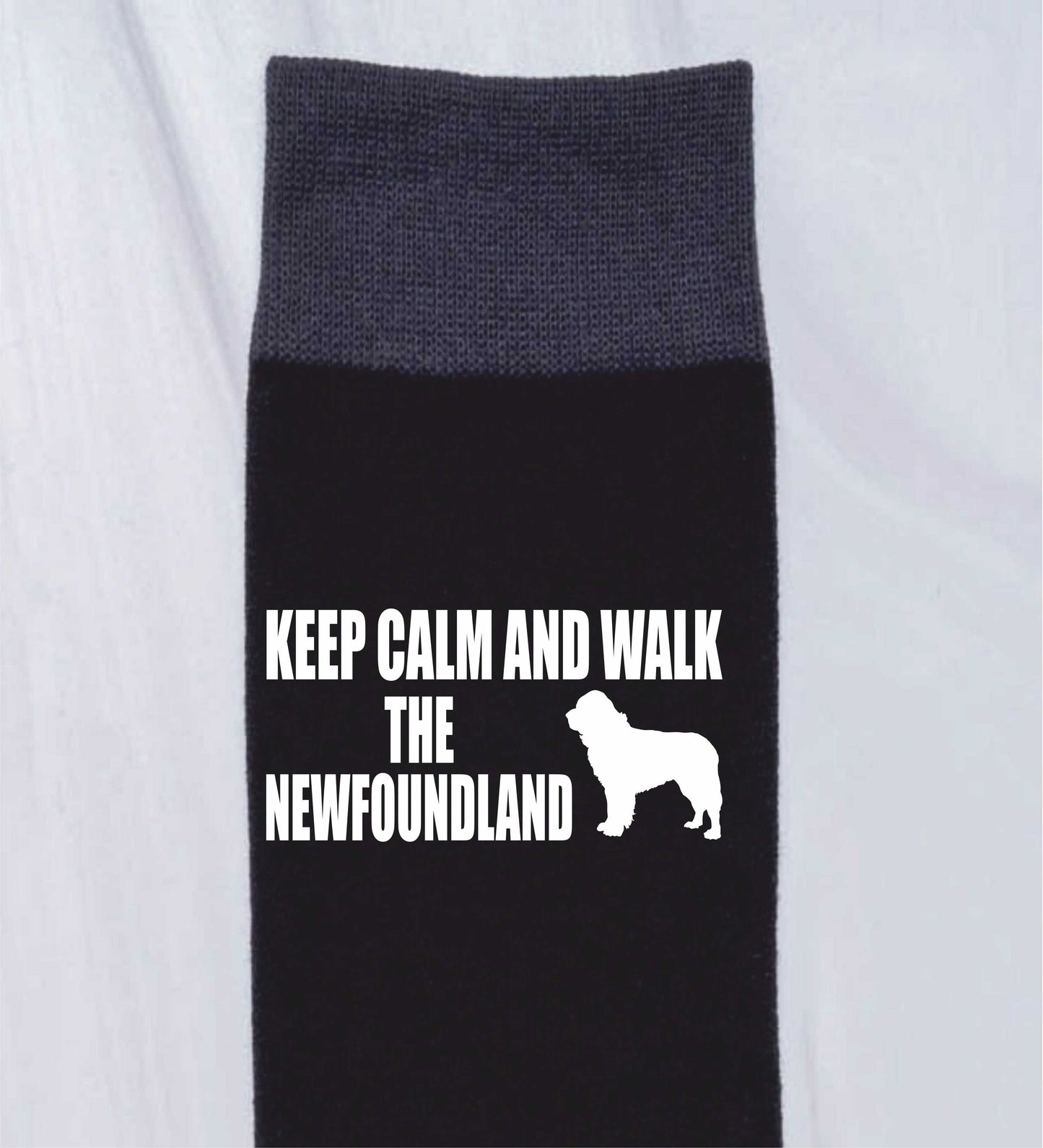 Keep Calm & Walk Newfoundland Men's Novelty Socks Black Dog Lovers Gift