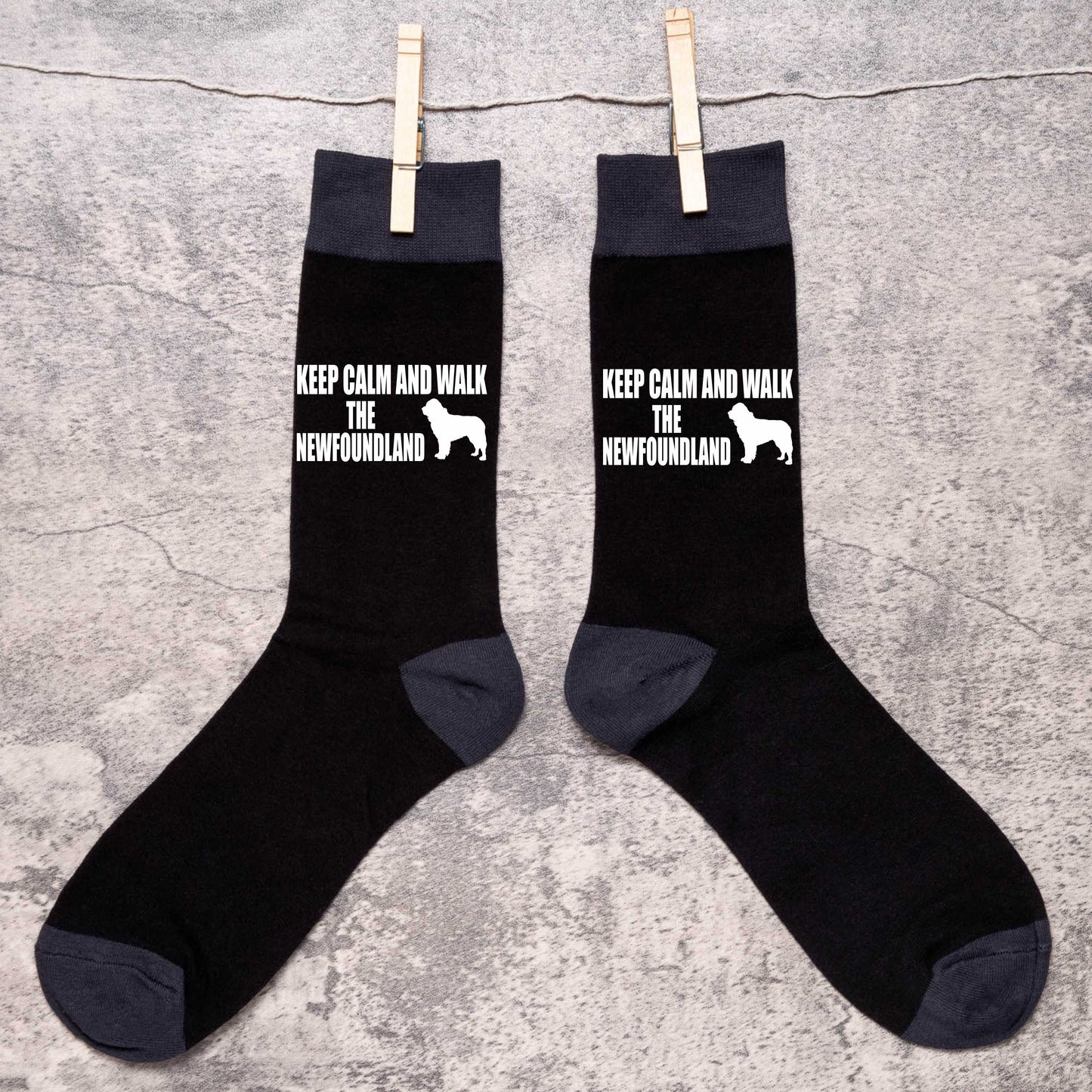 Keep Calm & Walk Newfoundland Men's Novelty Socks Black Dog Lovers Gift