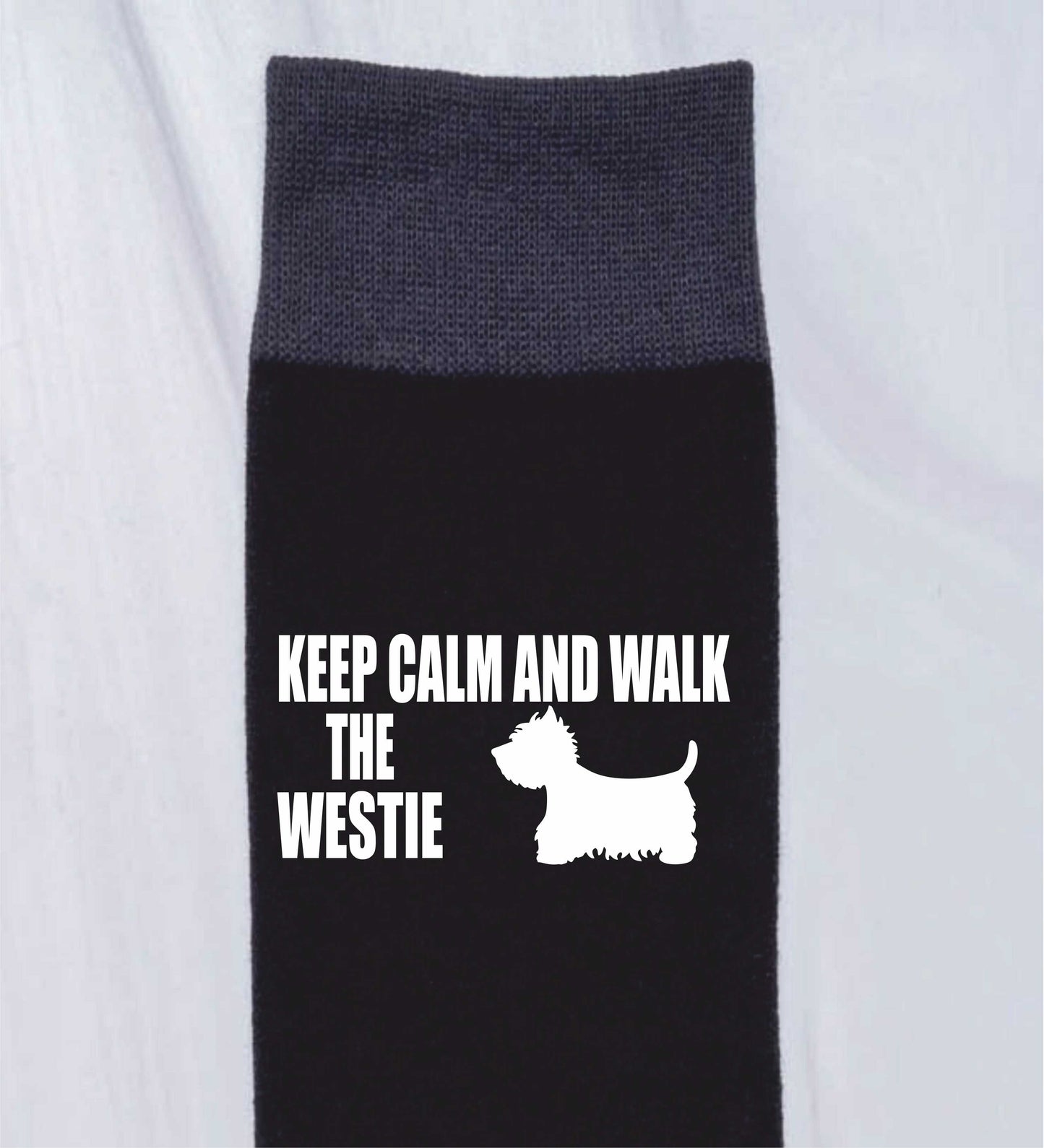 Keep Calm & Walk The Westie Men's Novelty Socks Black Dog Lovers Gift