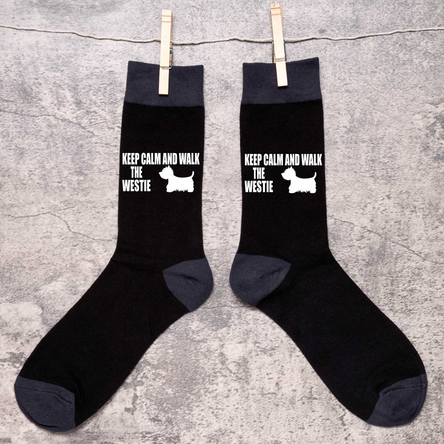 Keep Calm & Walk The Westie Men's Novelty Socks Black Dog Lovers Gift