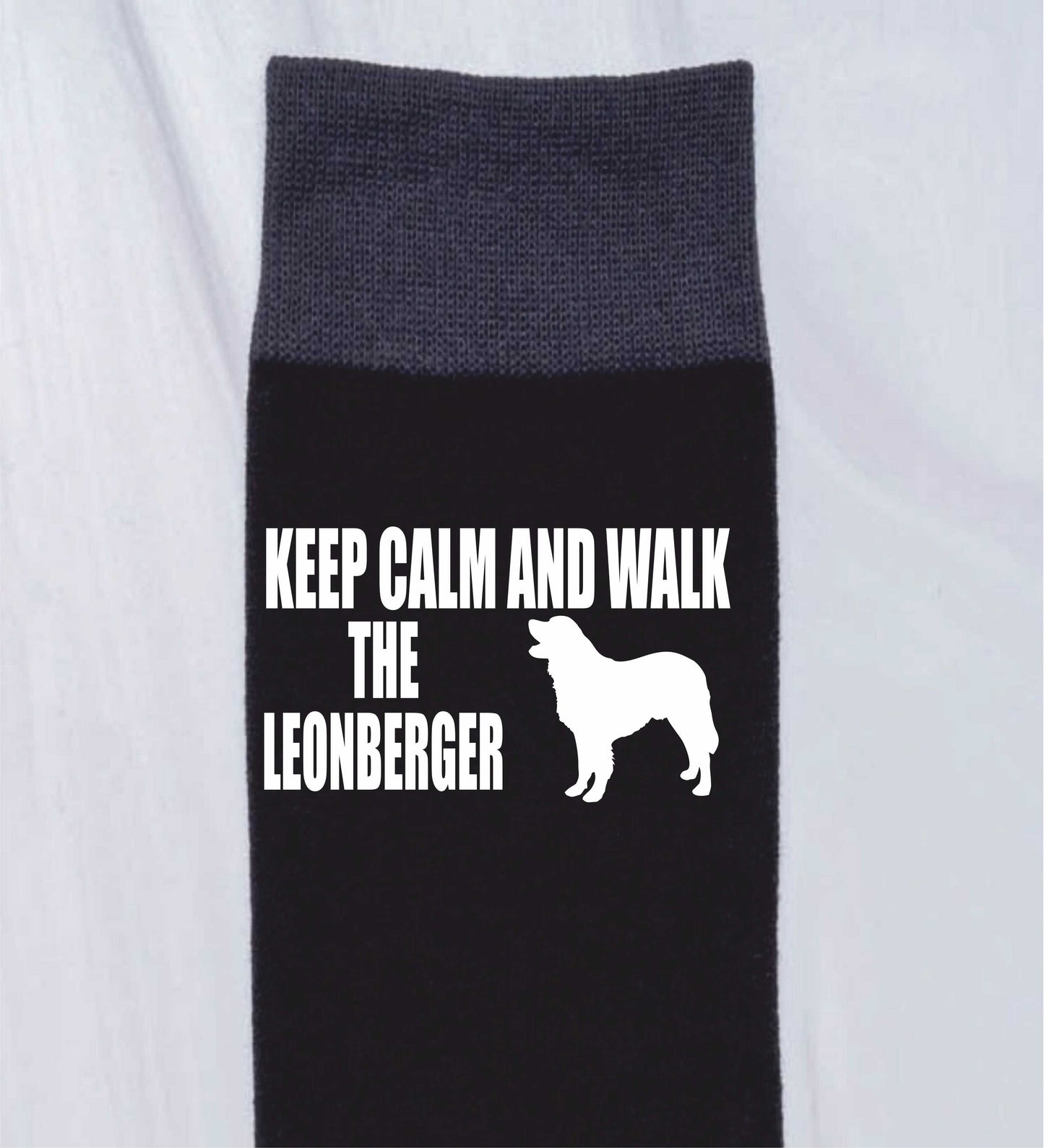 Keep Calm & Walk Leonberger Men's Novelty Socks Black Dog Lovers Gift
