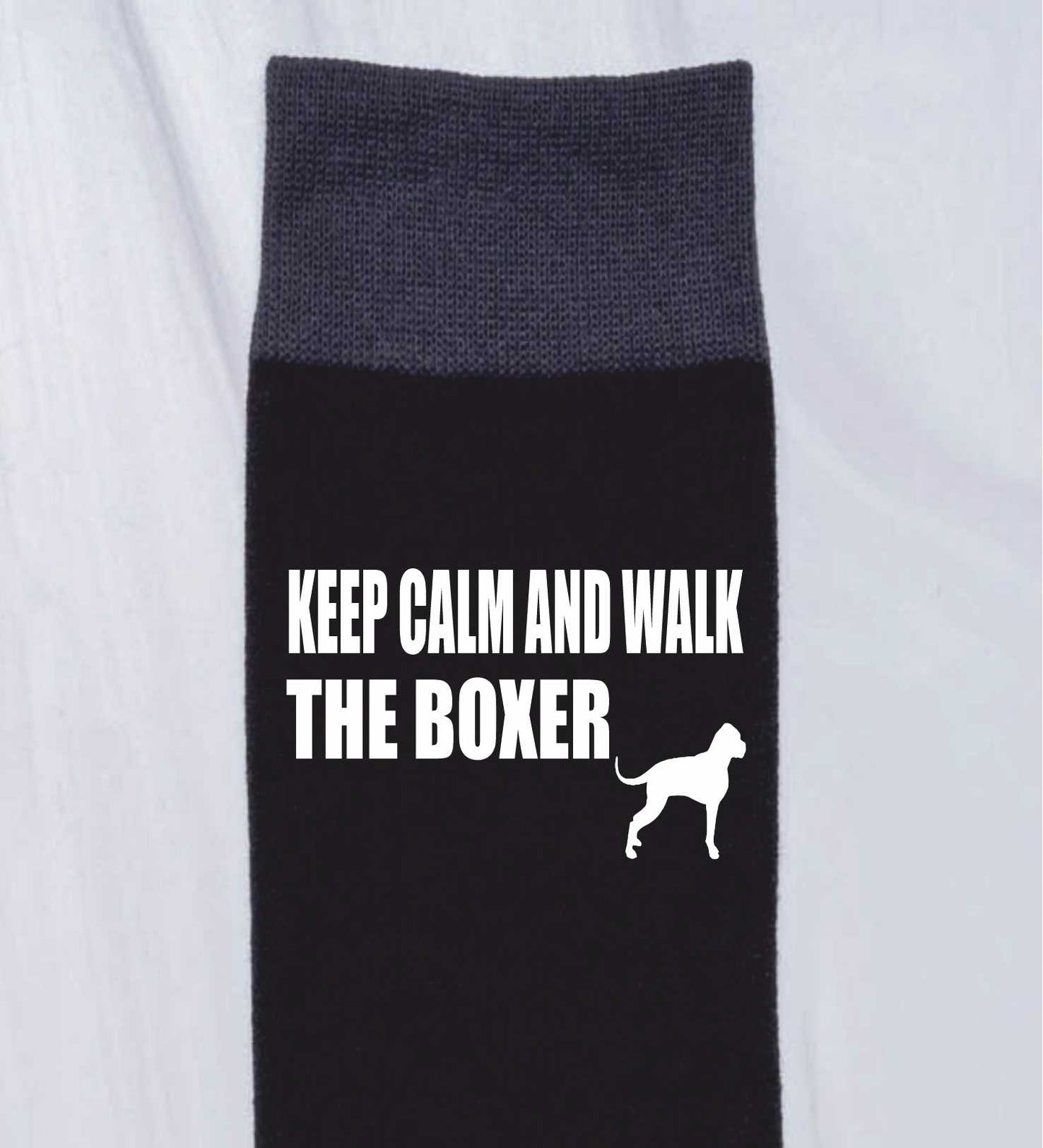 Keep Calm & Walk The Boxer Men's Black Novelty Socks Dog Lover Gift