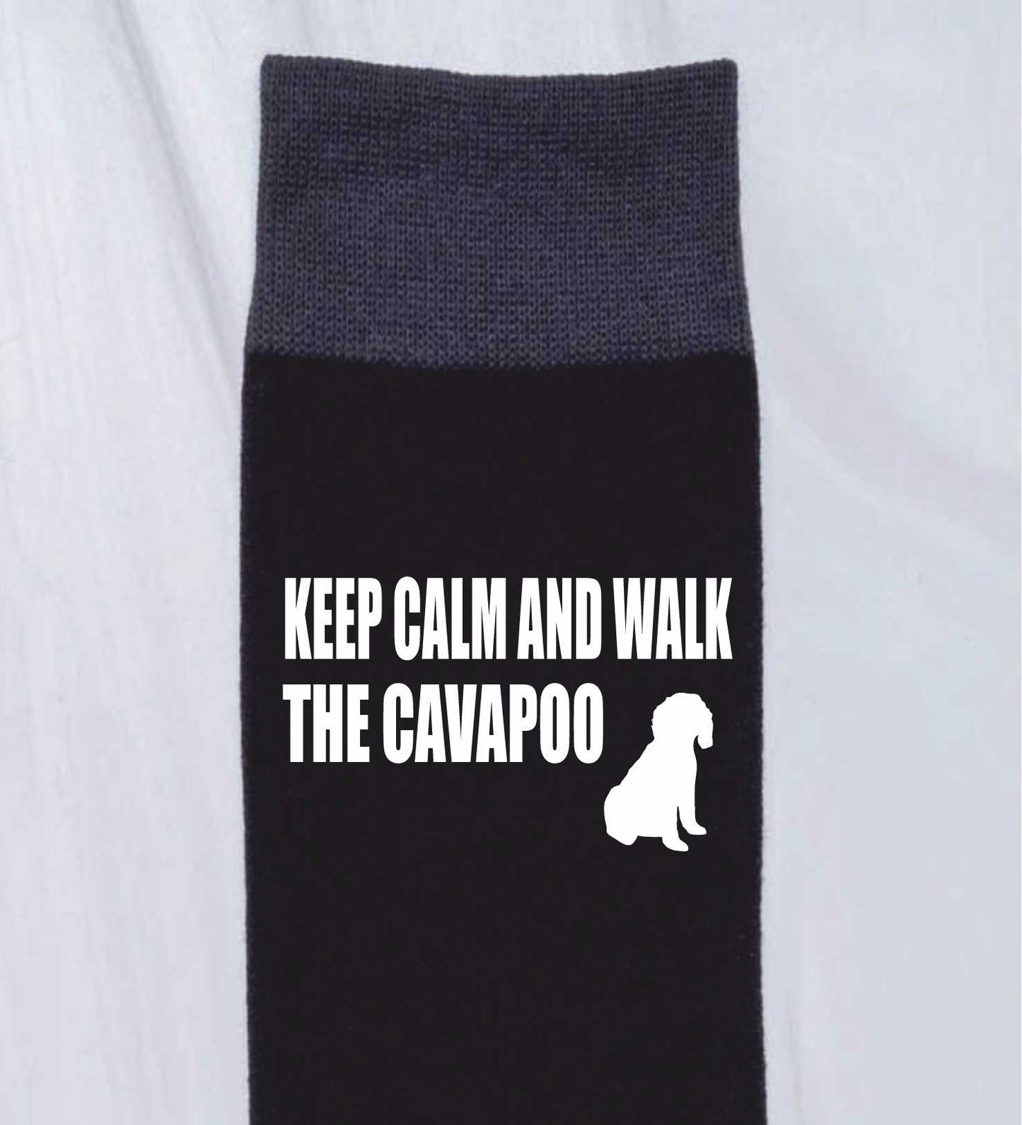 Keep Calm & Walk The Cavapoo Men's Black Novelty Socks Dog Lover Gift