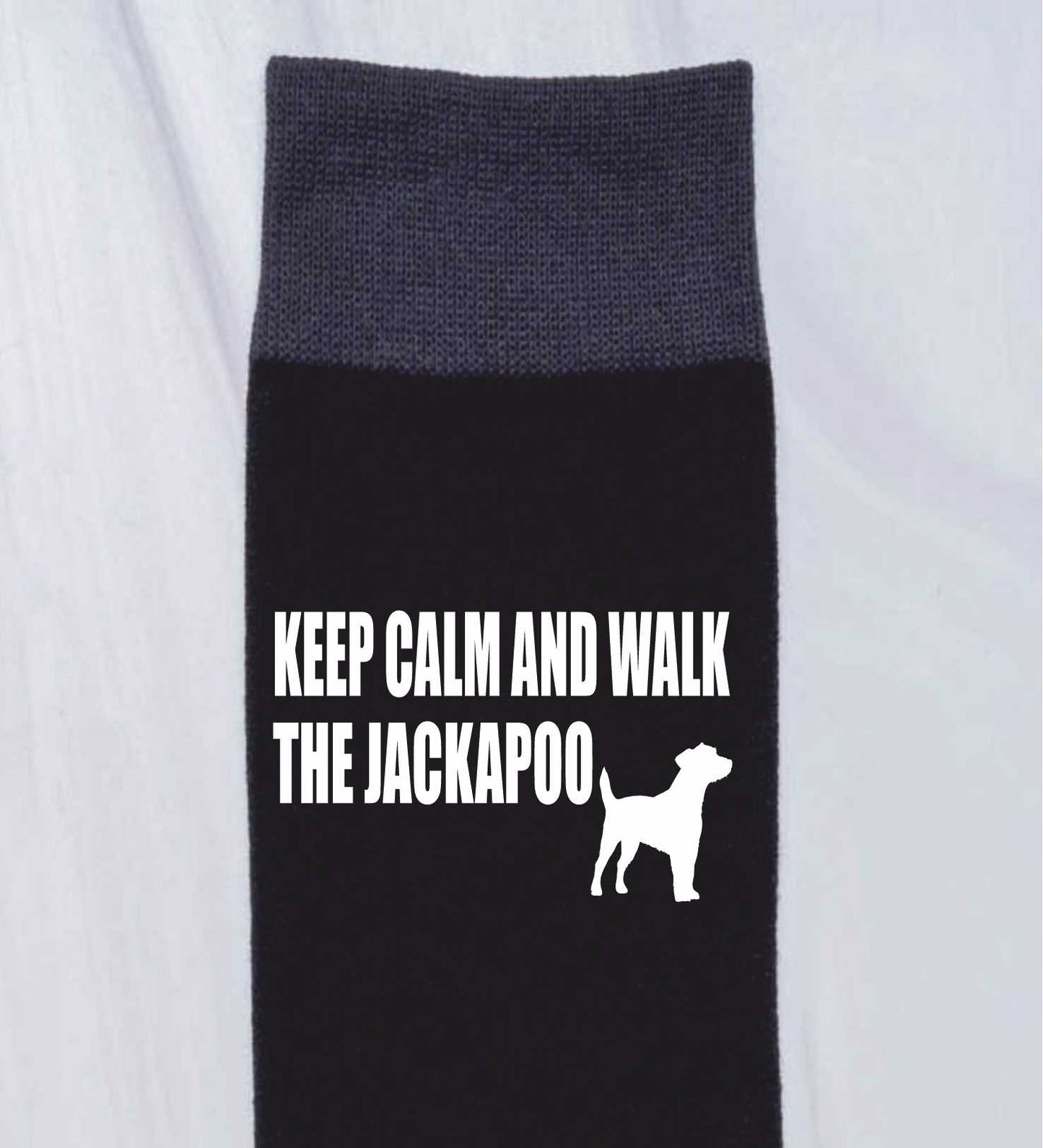 Keep Calm & Walk The Jackapoo Men's Black Novelty Socks Dog Lover Gift