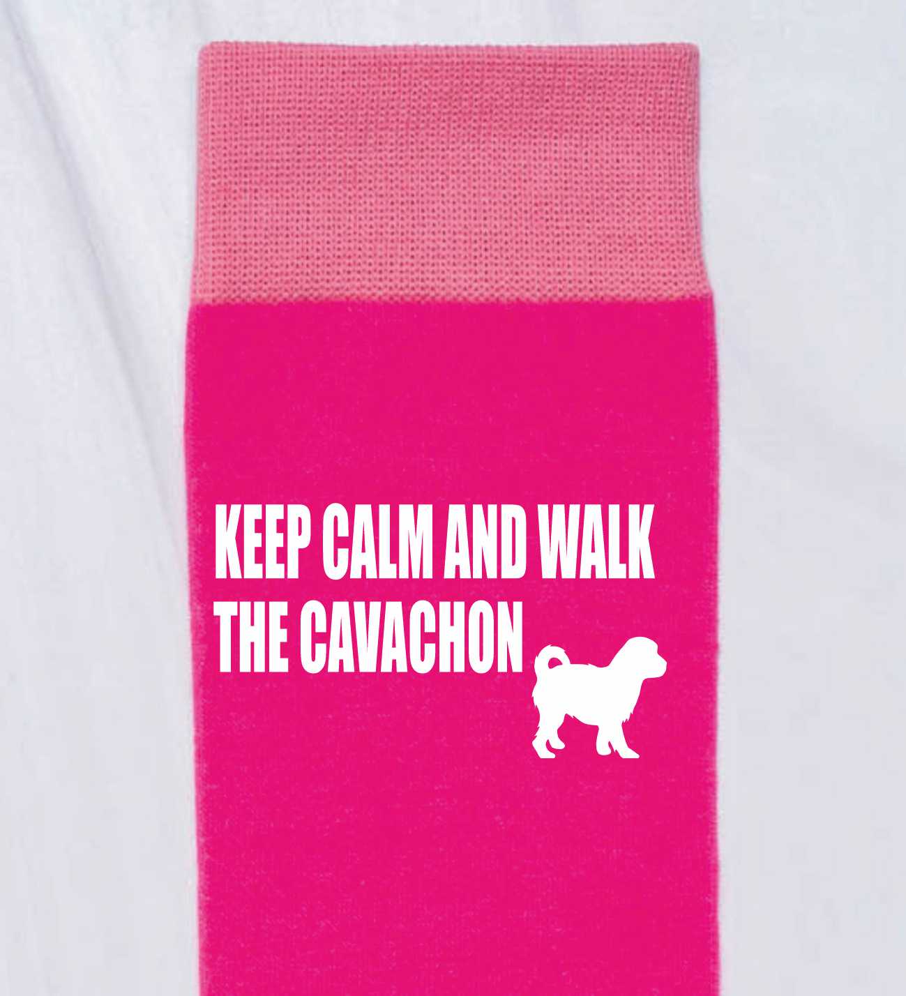 Keep Calm & Walk Cavachon Ladies Pink Novelty Socks Dog Lover Gift