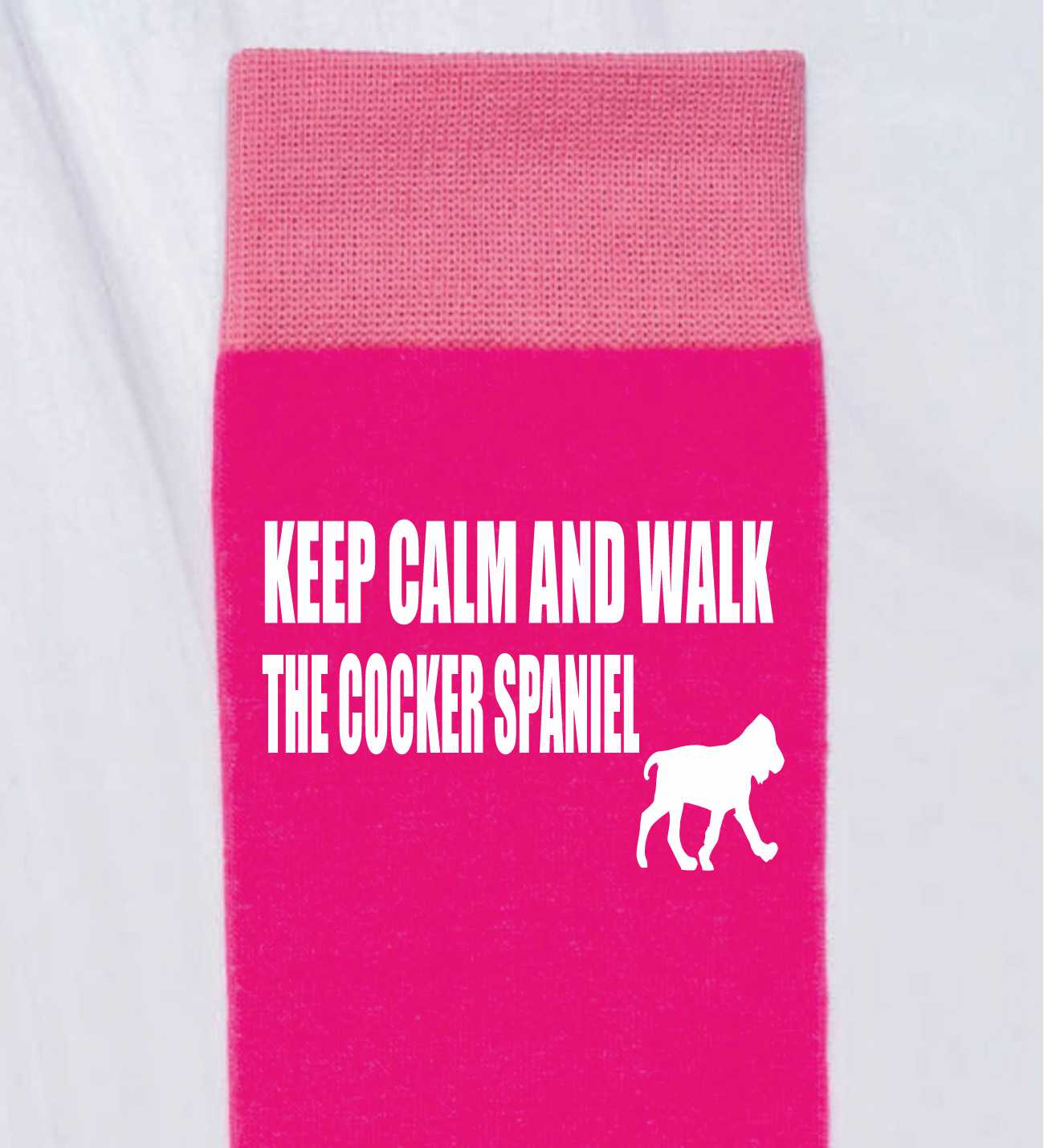 Keep Calm & Walk The Cocker Spaniel Ladies Pink Novelty Socks Dog Lover Gift