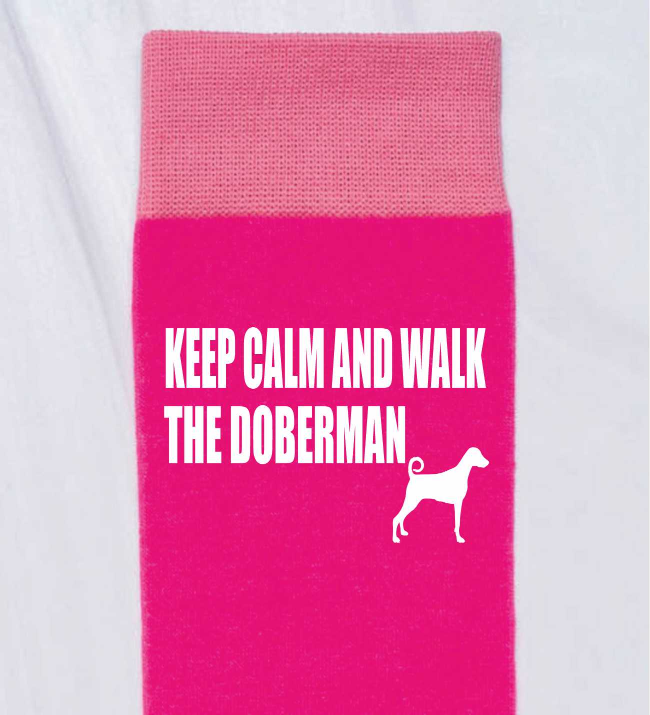 Keep Calm & Walk The Dobermann Ladies Pink Novelty Socks Dog Lover Gift