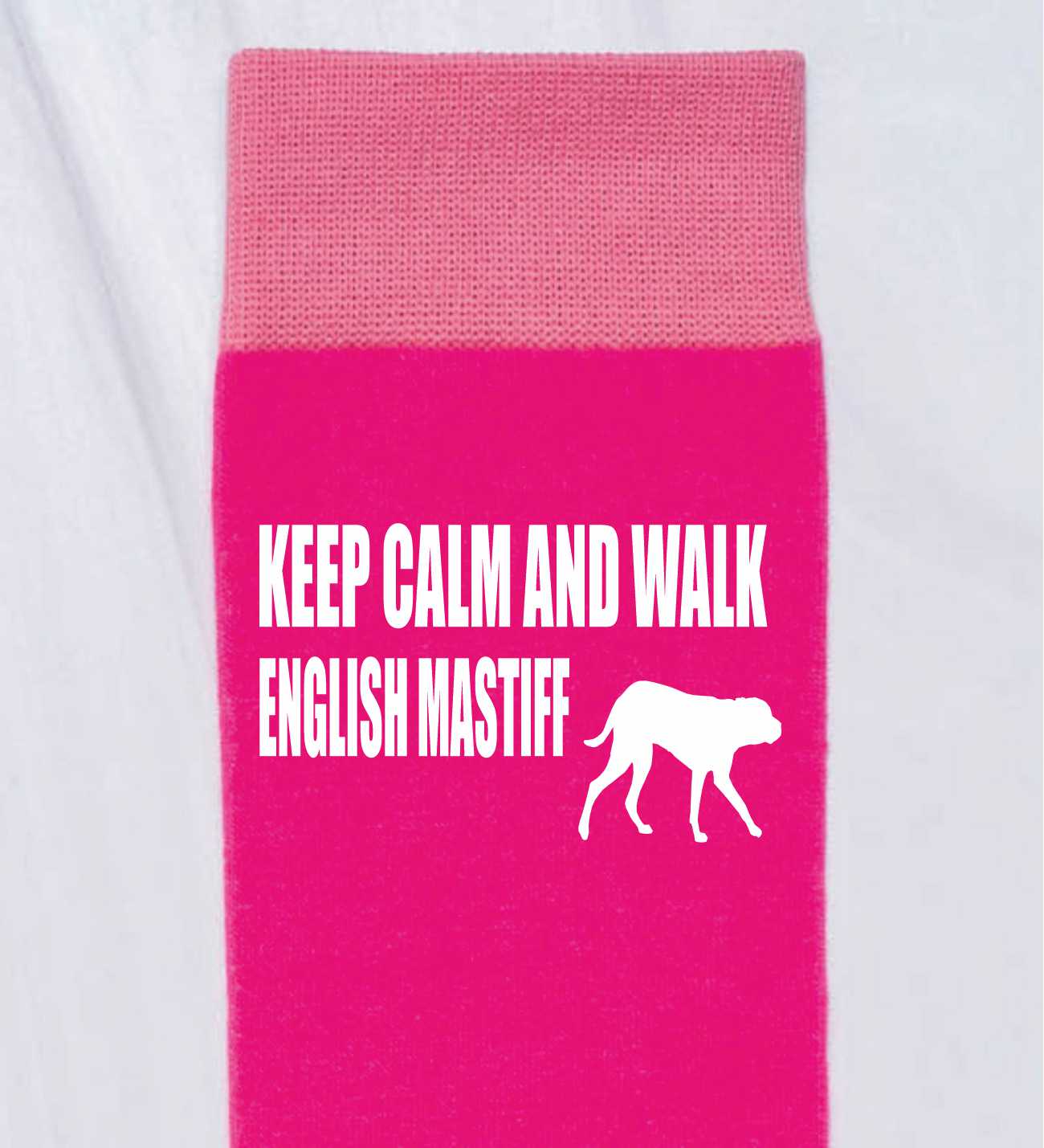 Keep Calm & Walk The English Mastiff Ladies Pink Novelty Socks Dog Lover Gift