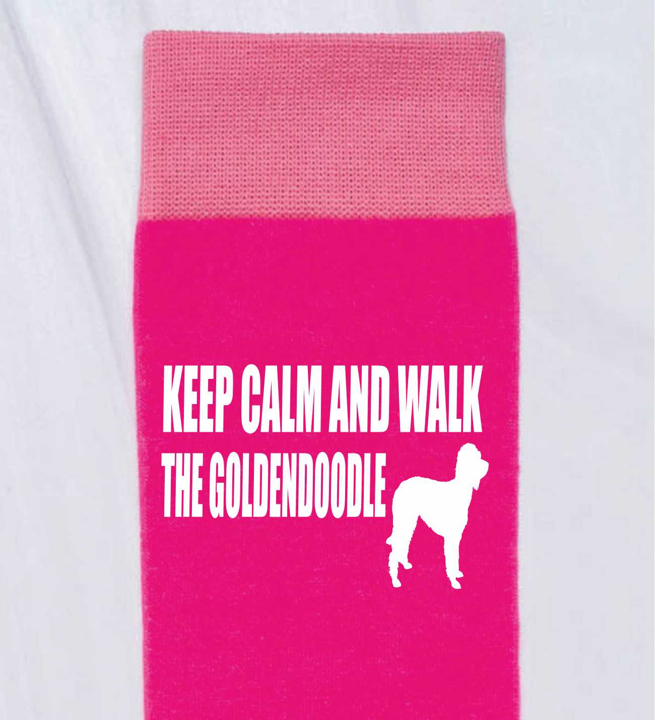 Keep Calm & Walk Goldendoodle Ladies Pink Novelty Socks Dog Lover Gift