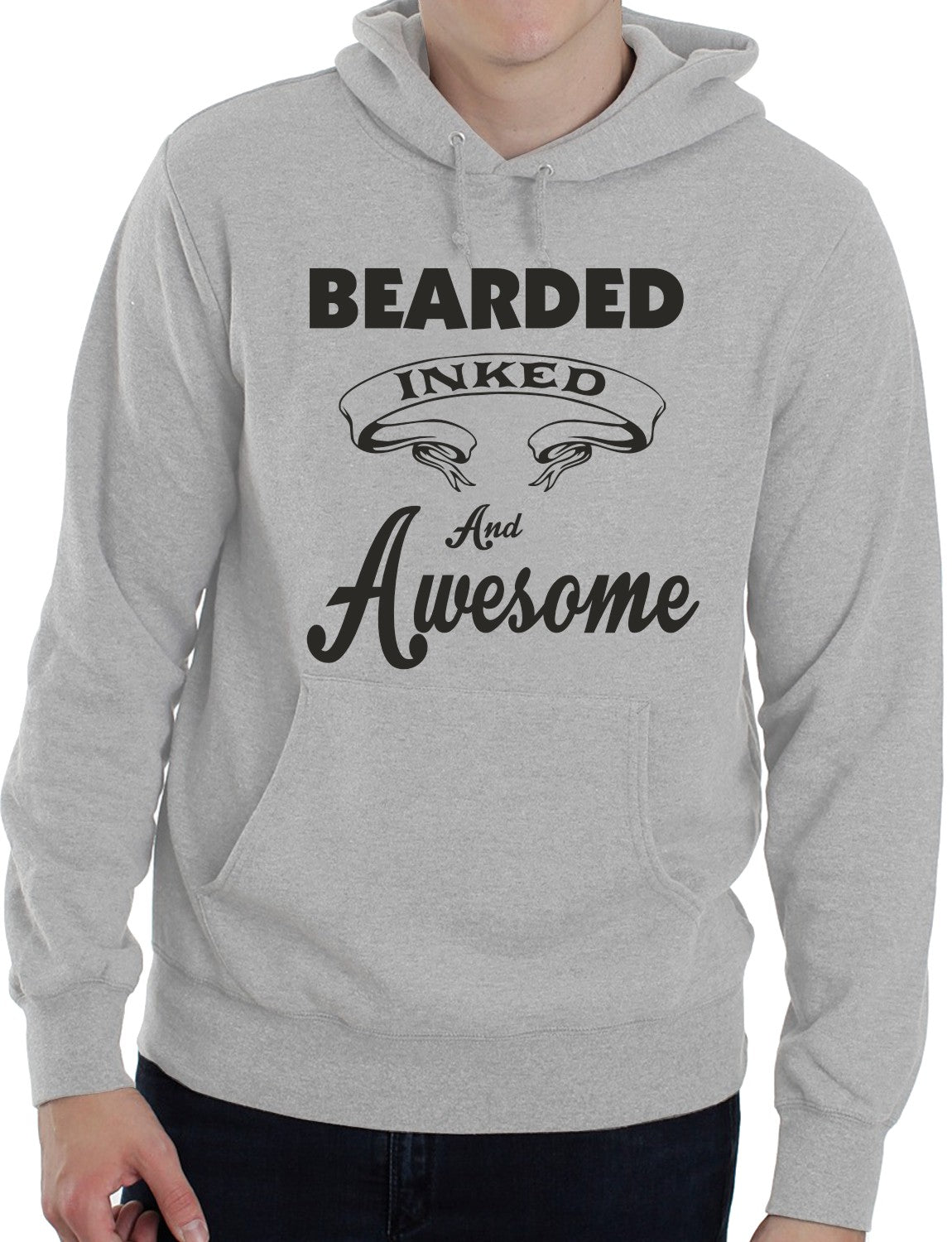 Bearded Inked And Awesome Funny Unisex Hoodie Size