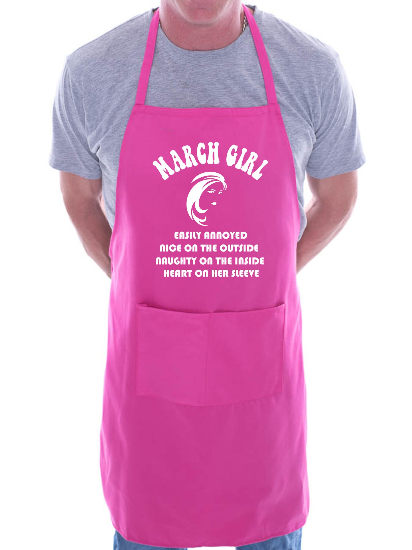 March Birthday Girl Woman Funny Joke BBQ Apron