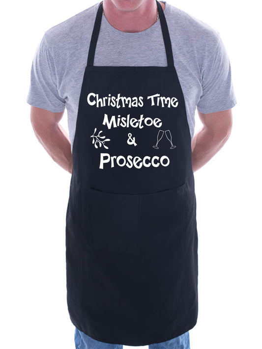 Christmas Time Mistletoe And Wine Funny Chef Cook BBQ Apron