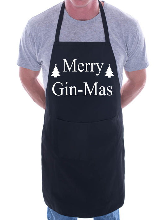 Merry Ginmas Funny Chef Cook Christmas Xmas Gift BBQ Apron
