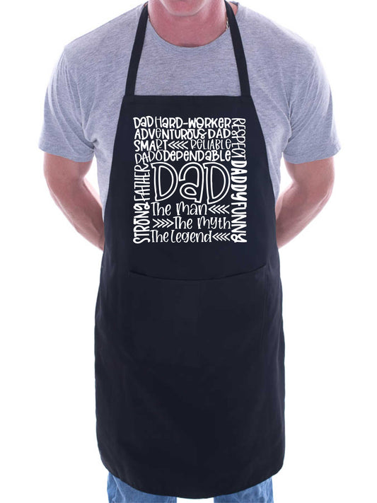 Dad The Man The Myth Apron Funny Father's Day Birthday Gift Cooking Baking BBQ