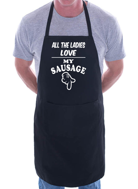 BBQ Apron Ladies Love My Sausage Funny Slogan Birthday Fathers Day Gift