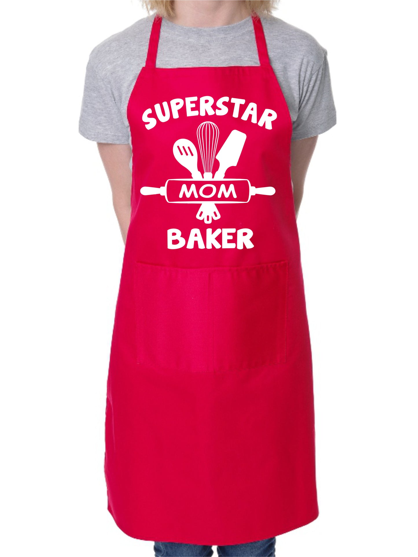 Superstar Baker Mom with 2 Pockets Novelty Baking Ladies Cooking