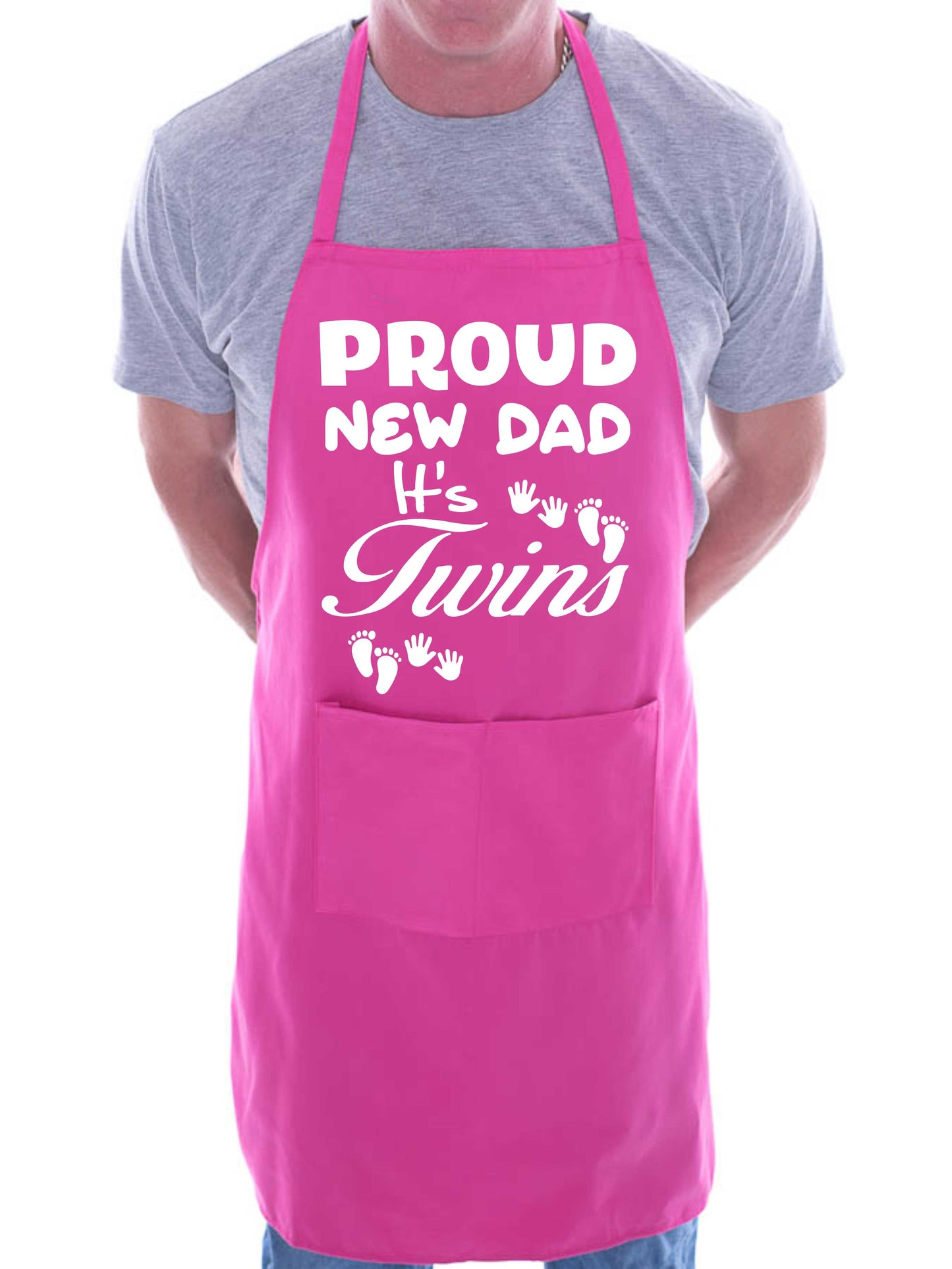 Proud New Dad It’s Twins New Baby Apron Novelty Baking BBQ Cooking