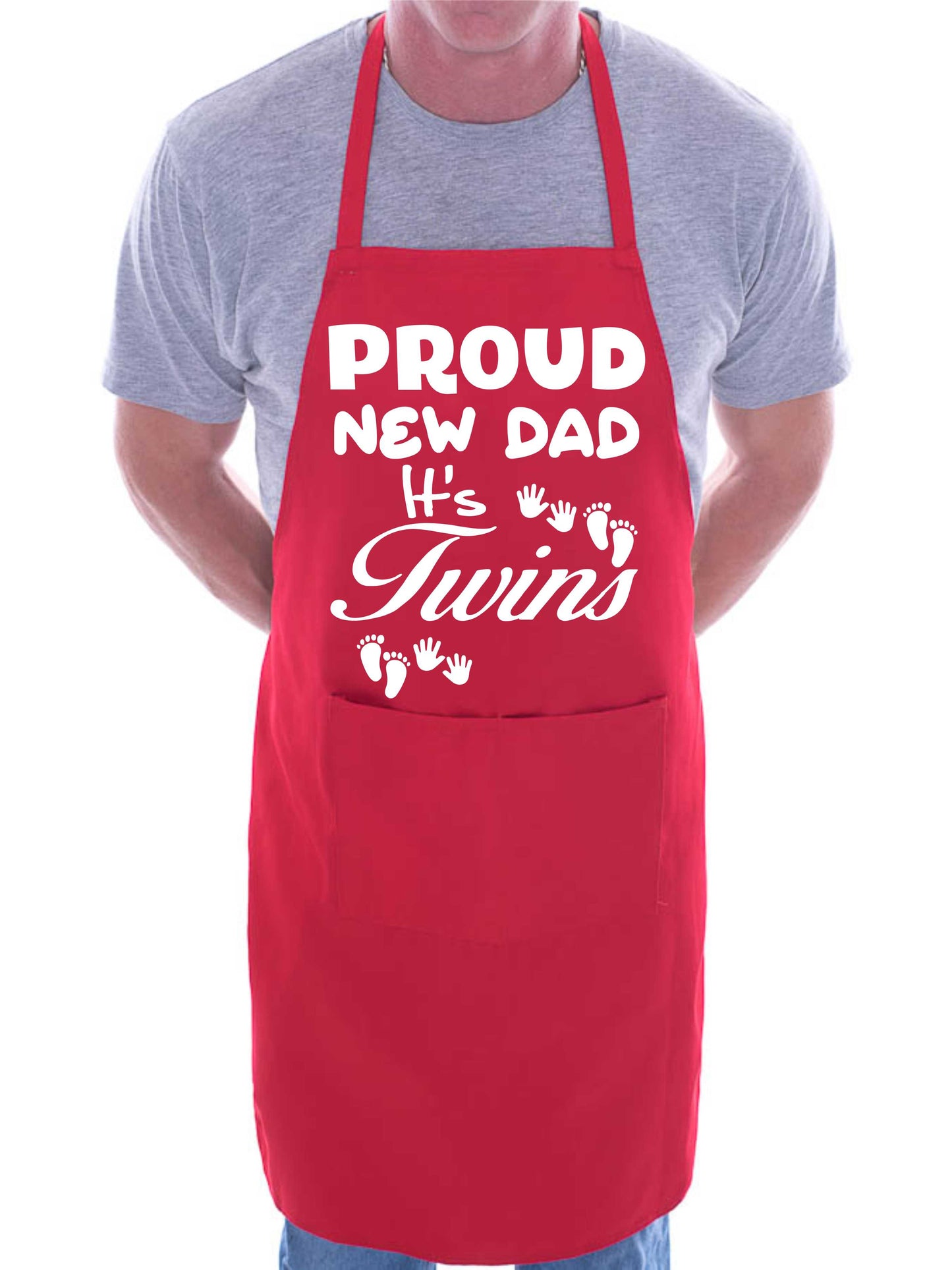 Proud New Dad It’s Twins New Baby Apron Novelty Baking BBQ Cooking