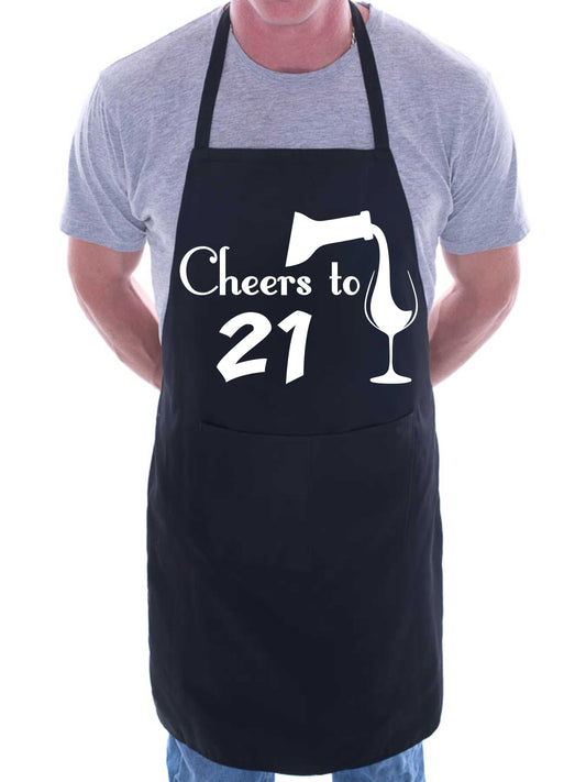 21st Birthday Apron Cheers to 21 Apron Novelty Baking BBQ Cooking Gifts