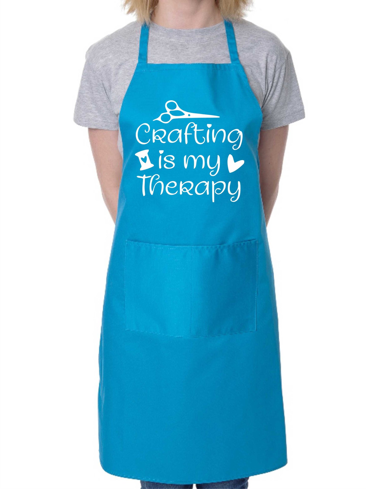 Crafting Is My Therapy Funny Crafting Knitting Apron Novelty Baking Cooking