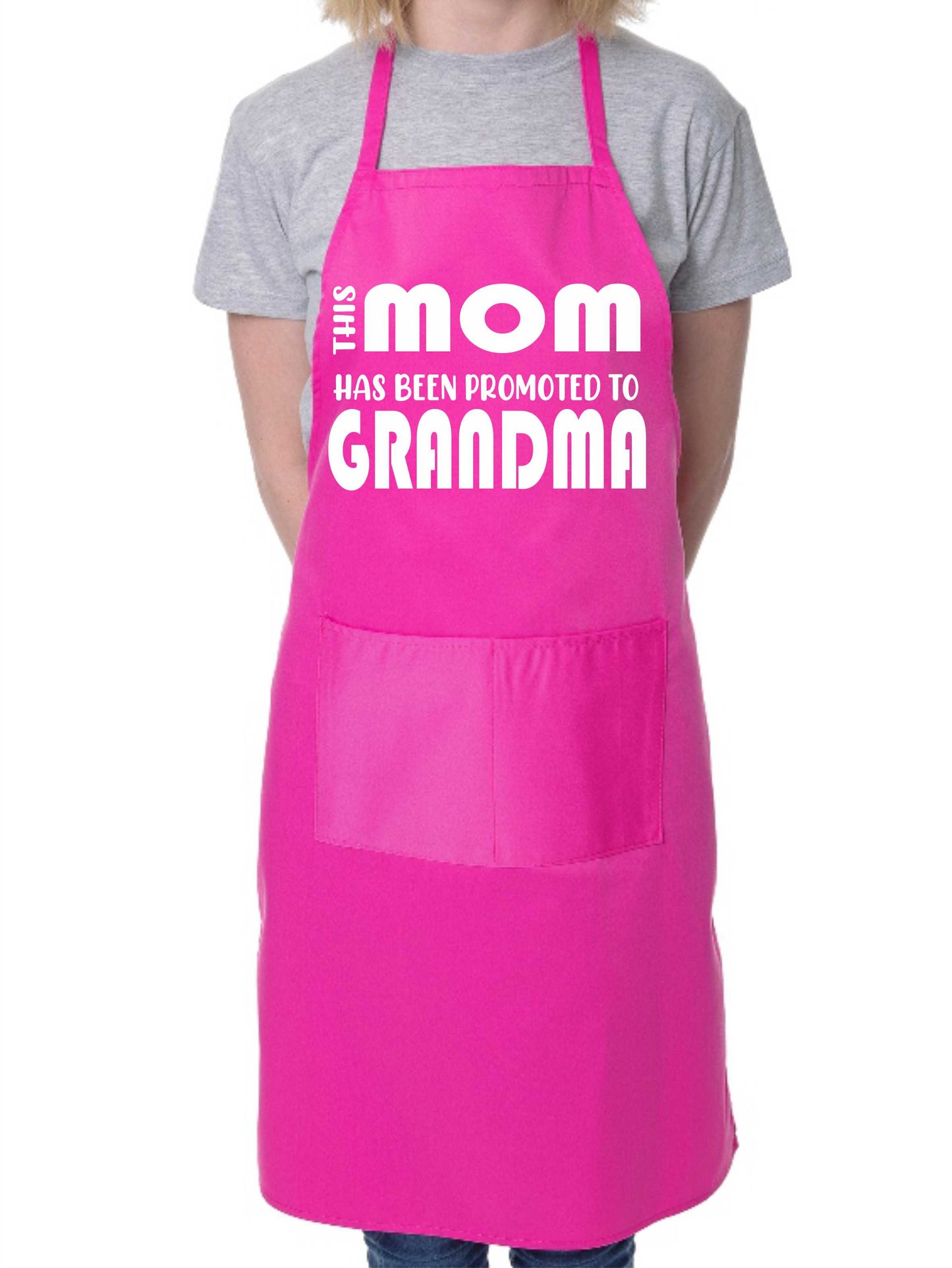 This Mom has been Promoted To Grandma Nan Funny Apron Baking Cooking Apron