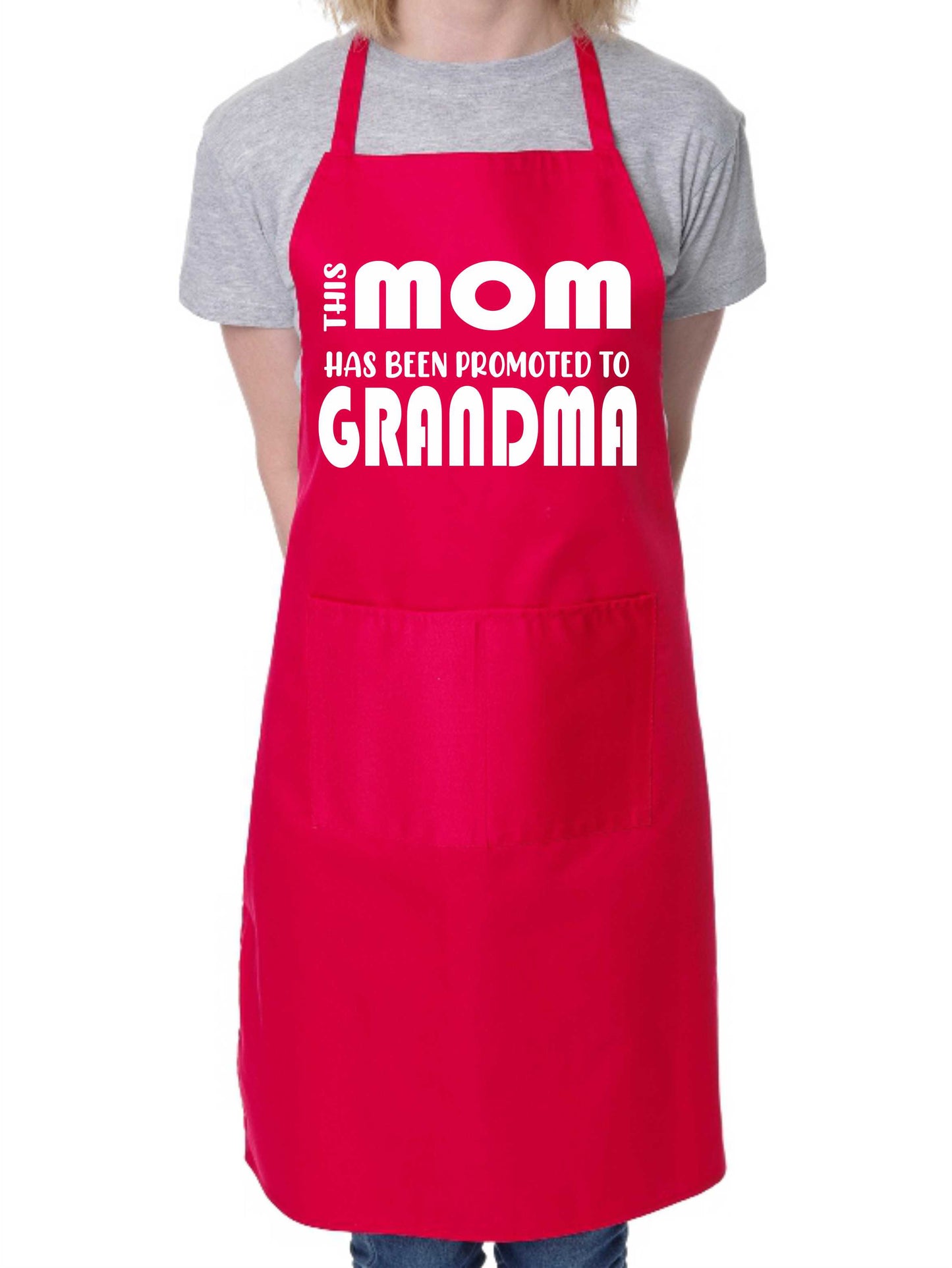This Mom has been Promoted To Grandma Nan Funny Apron Baking Cooking Apron