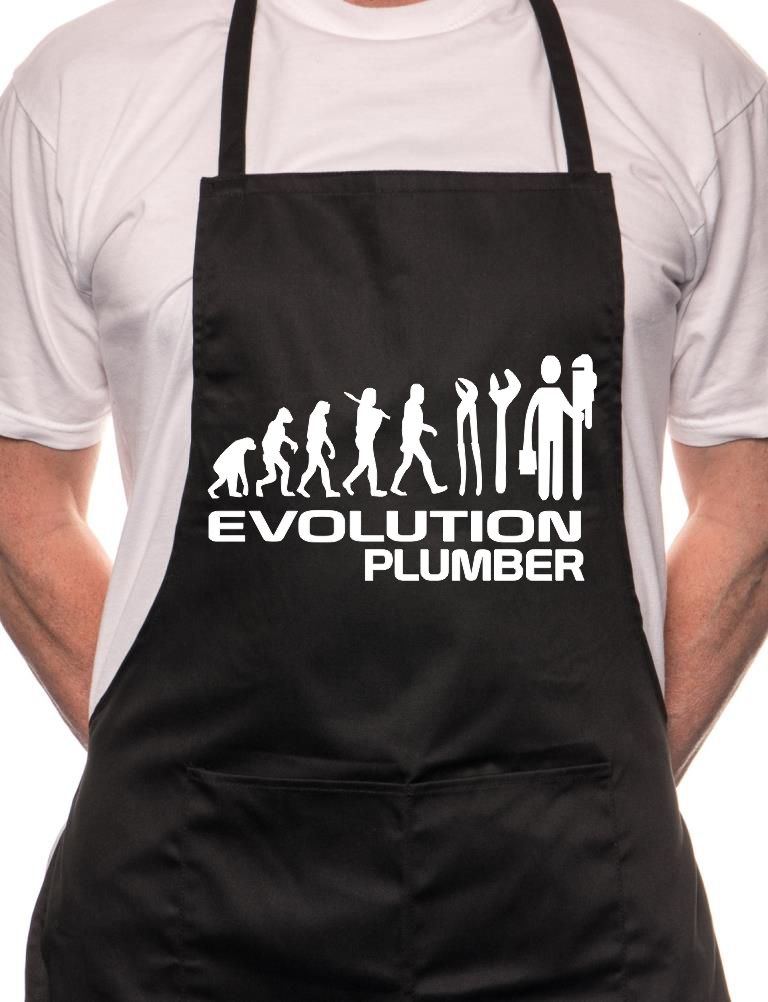 Adult Evolution Of Plumber BBQ Cooking Funny Novelty Apron