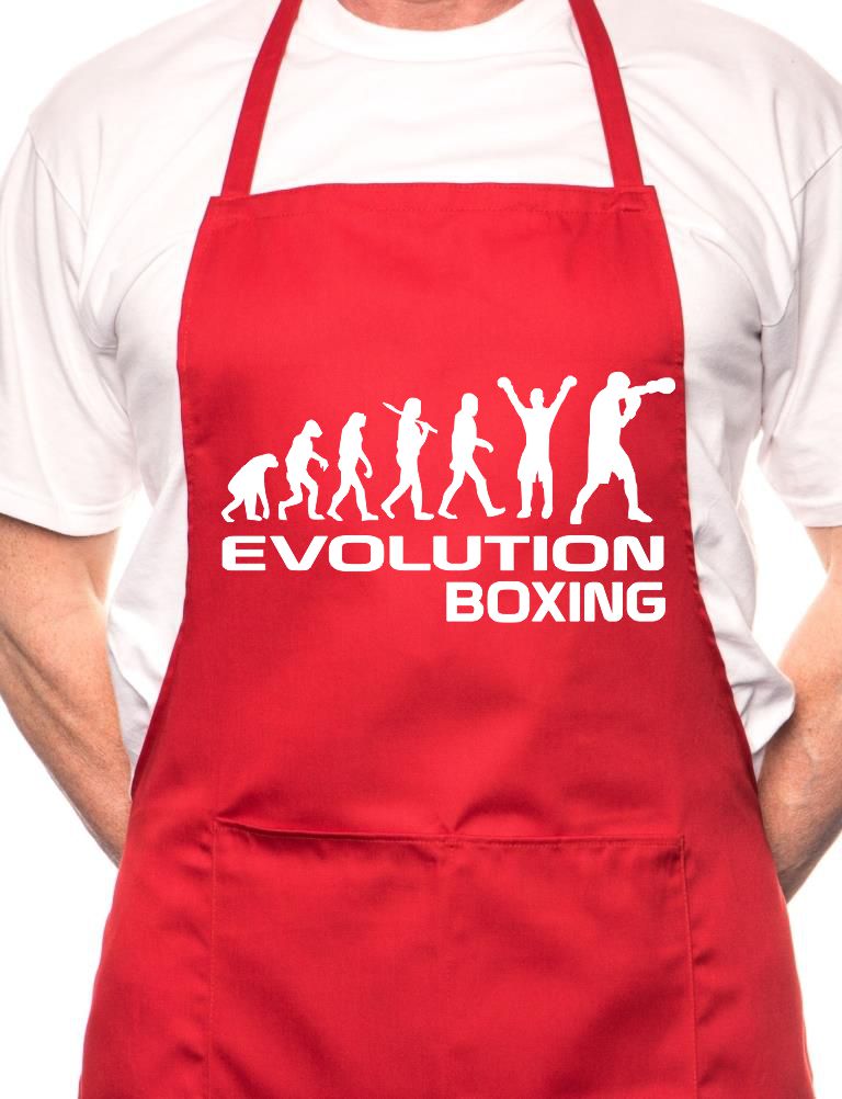 Adult Evolution Of Boxing Boxer BBQ Cooking Funny Novelty Apron