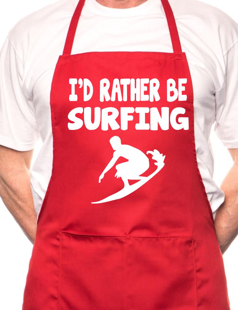 Adult I'd Rather Be Surfing BBQ Cooking Funny Novelty Apron