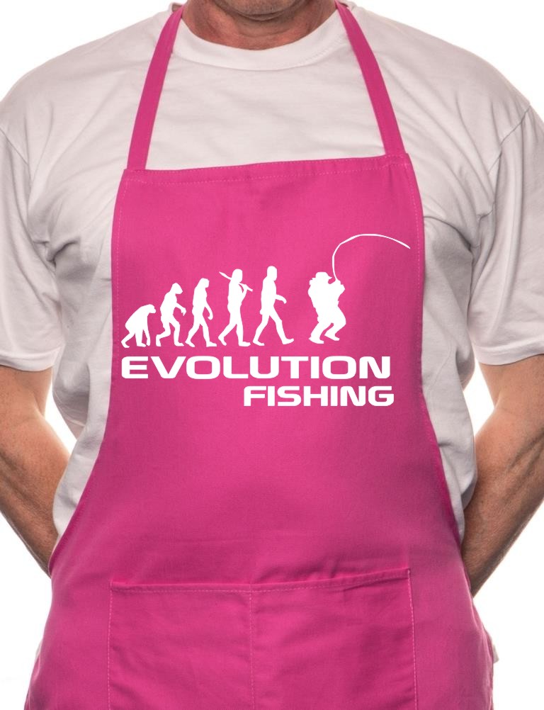 Adult Evolution Of Fishing Angling BBQ Cooking Funny Novelty Apron
