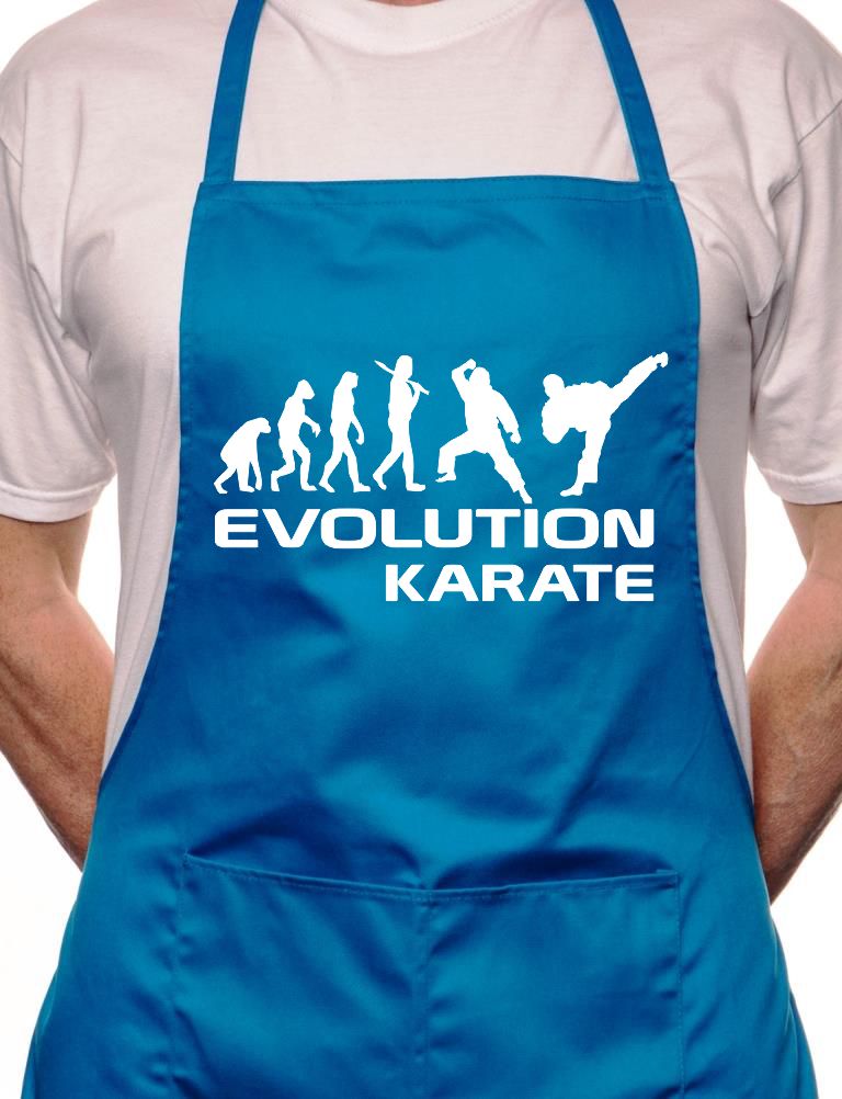 Adult Evolution Of Karate Martial Arts BBQ Cooking Funny Novelty Apron
