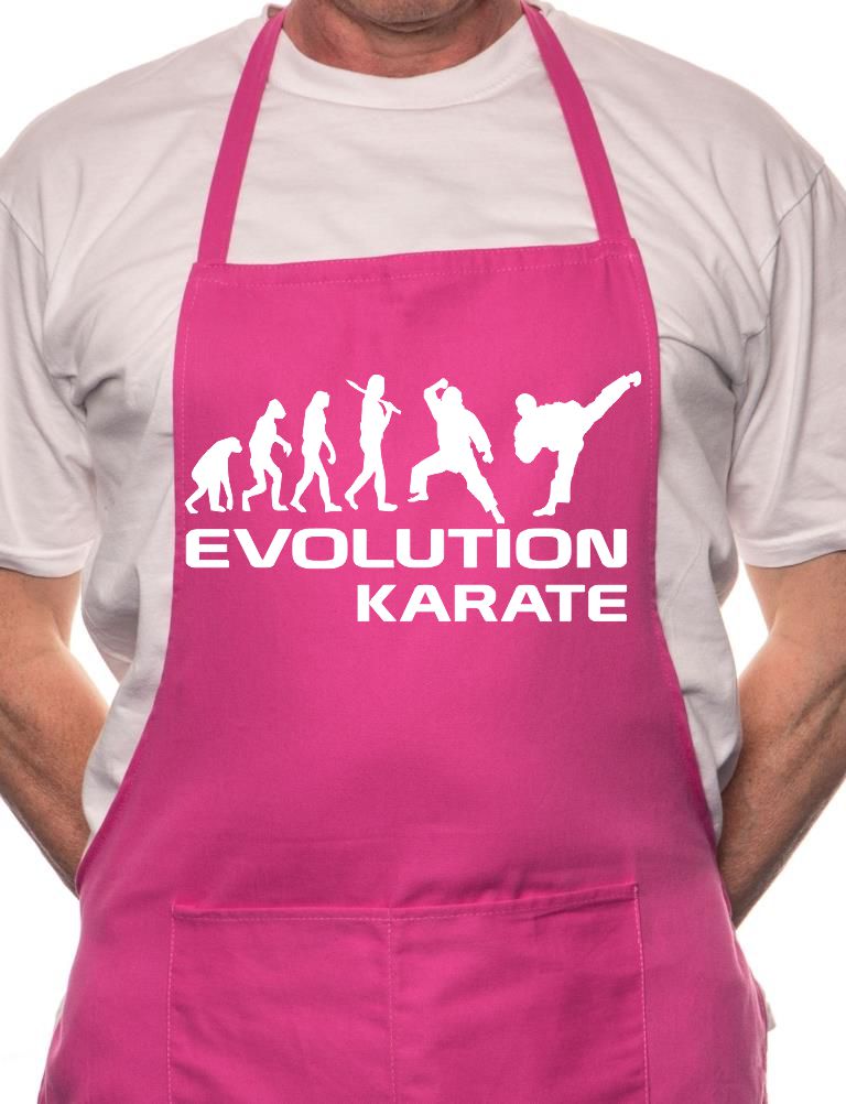 Adult Evolution Of Karate Martial Arts BBQ Cooking Funny Novelty Apron